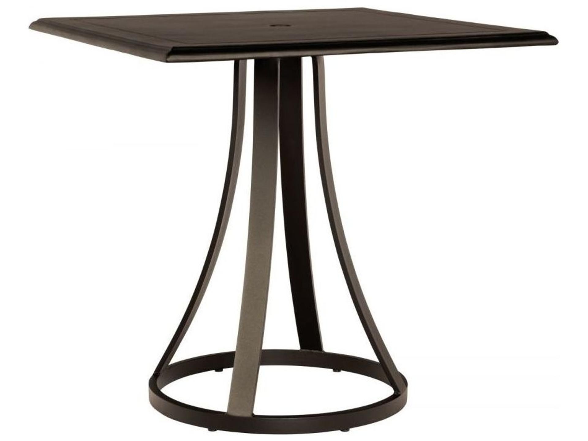 Woodard Solid Cast Aluminum Square Patio Counter Table with Umbrella Hole