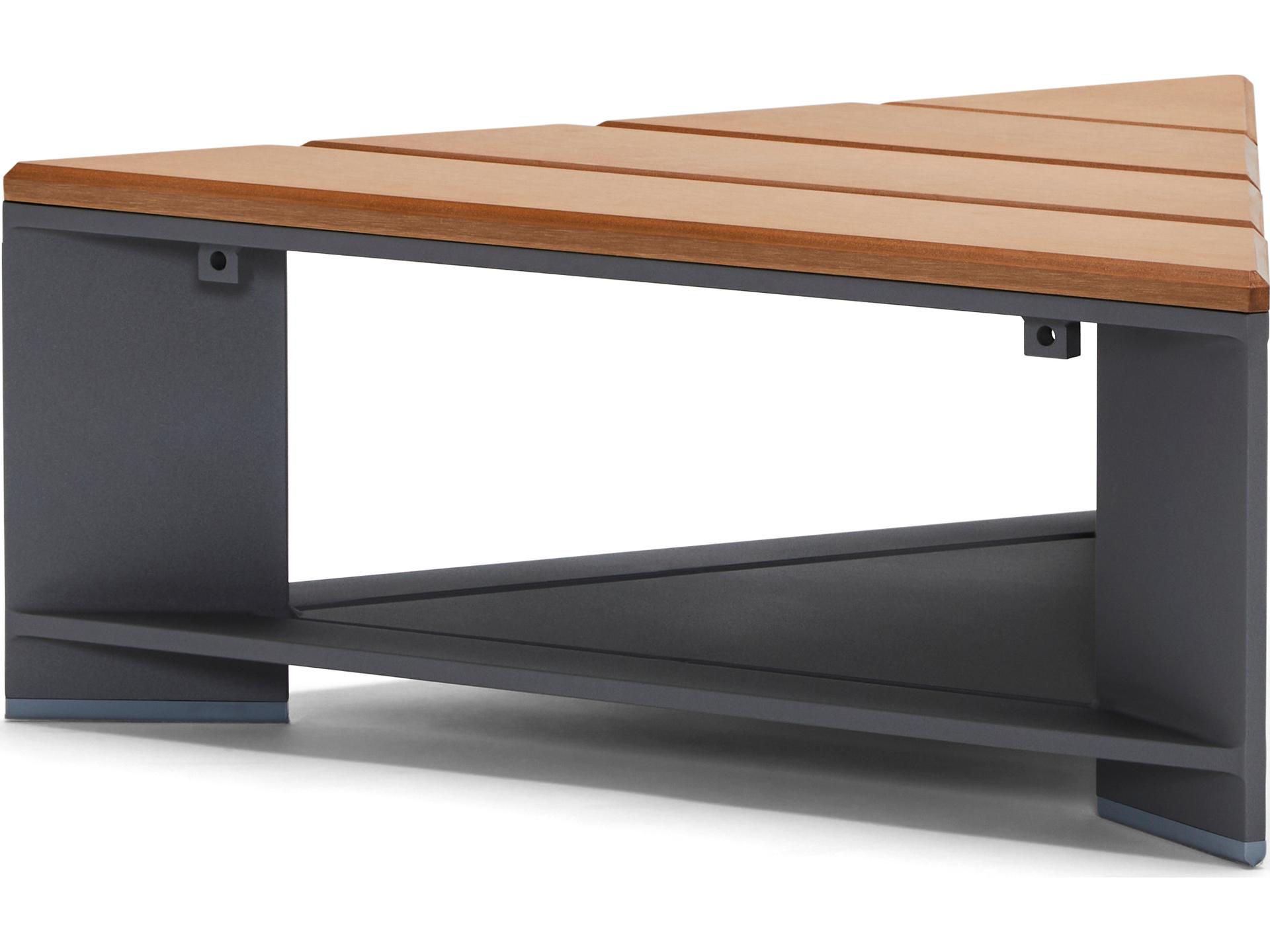 Woodard Gather Aluminum Triangle Coffee Table with NexNexTeak Top