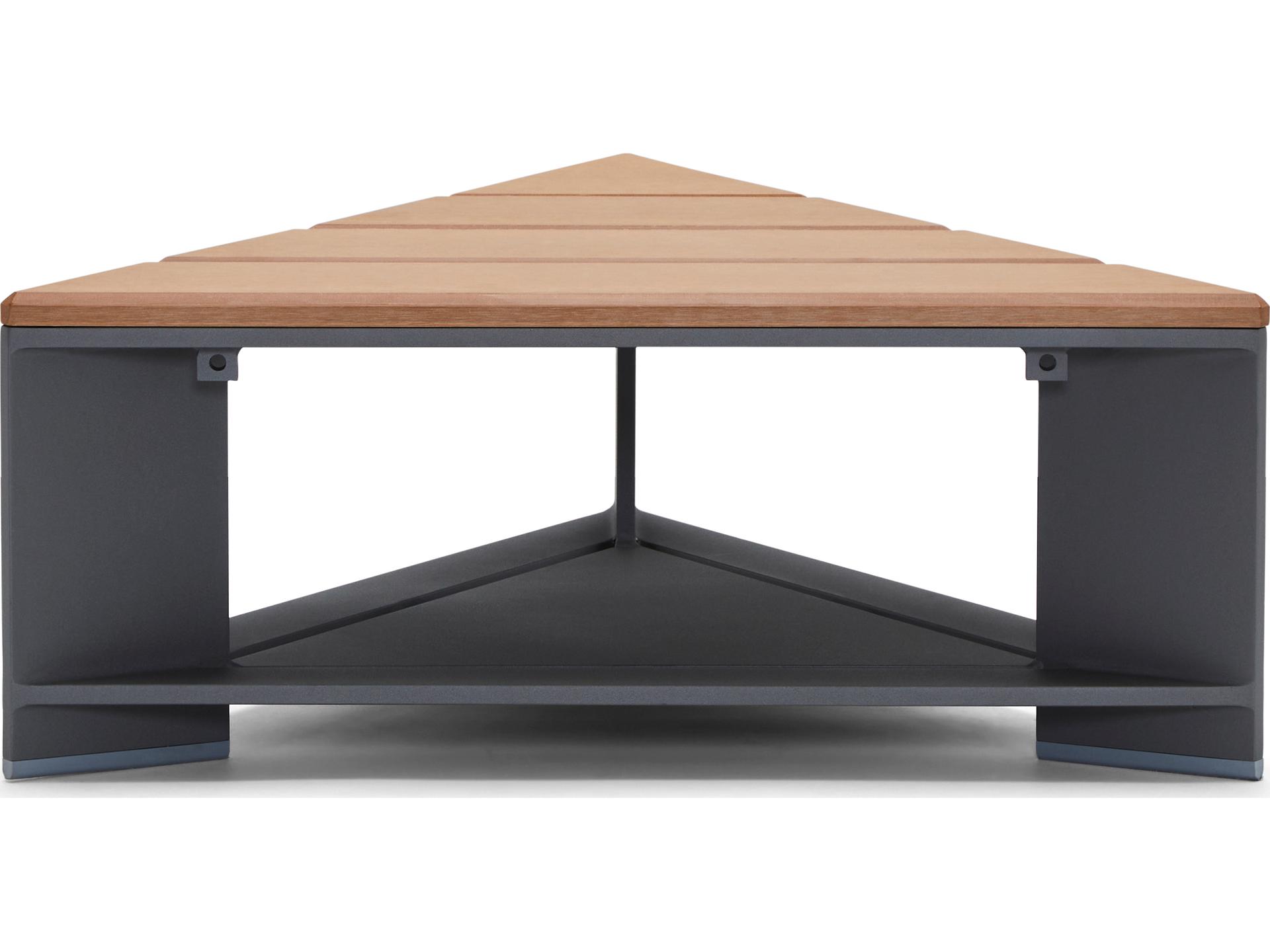 Woodard Gather Aluminum Triangle Coffee Table with NexNexTeak Top