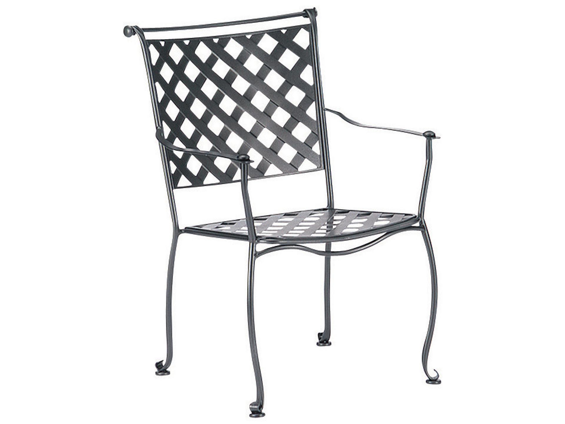 Woodard Maddox Wrought Iron Stackable Outdoor Patio Dining Arm Chair