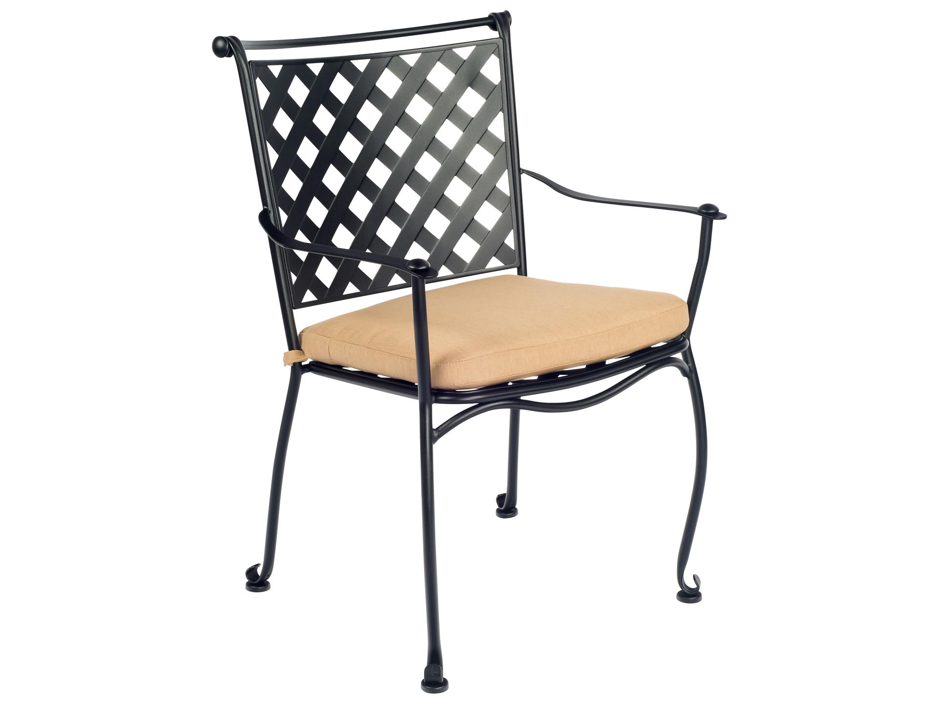 Woodard Maddox Wrought Iron Stackable Outdoor Patio Dining Arm Chair