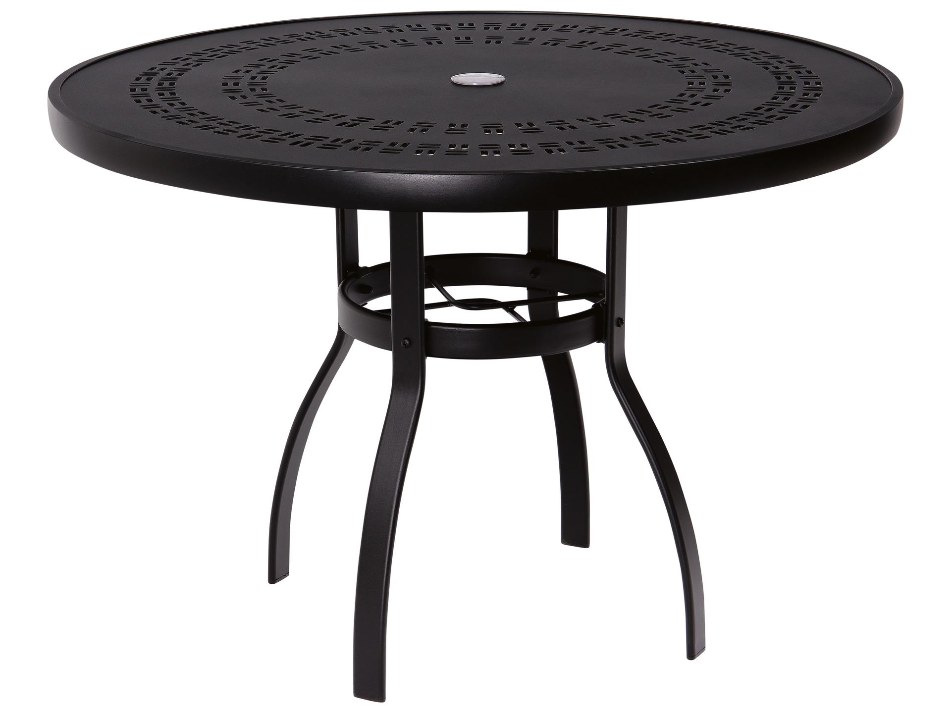 Aluminum Deluxe Round Trellis Top Outdoor Dining Table with Umbrella Hole