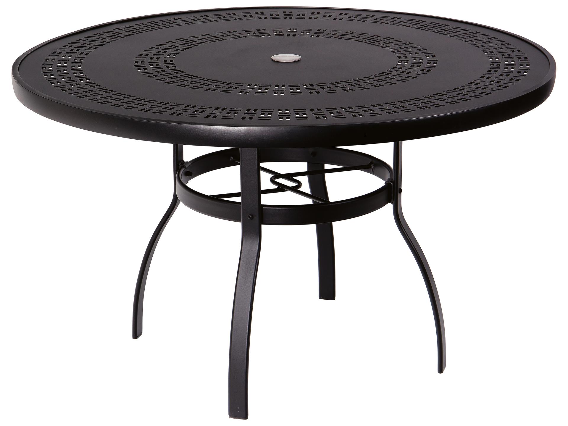 Aluminum Deluxe Round Trellis Top Outdoor Patio Dining Table with Umbrella Hole