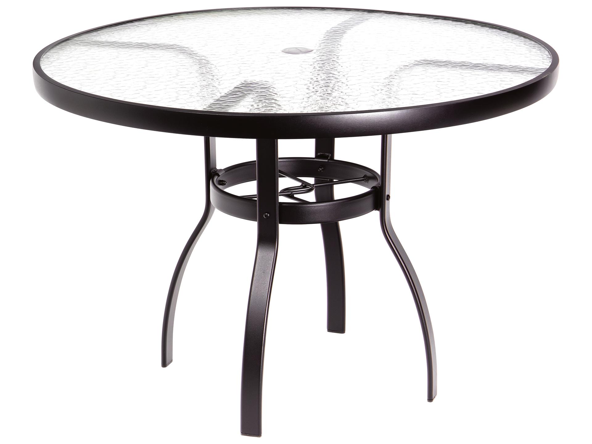 Aluminum Deluxe Round Acrylic Top Outdoor Dining Table with Umbrella Hole