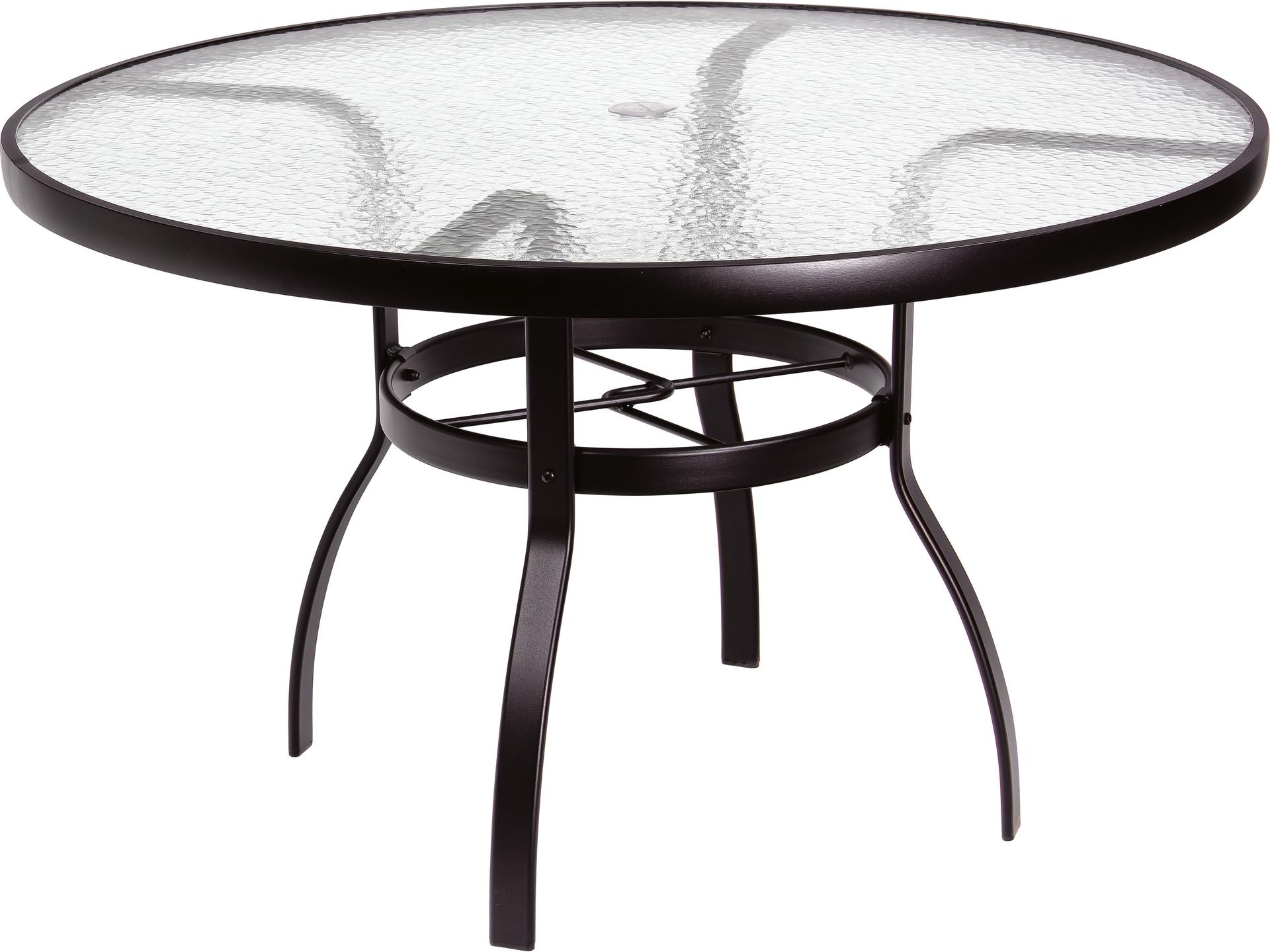 Aluminum Deluxe Round Acrylic Top Outdoor Patio Dining Table with Umbrella Hole