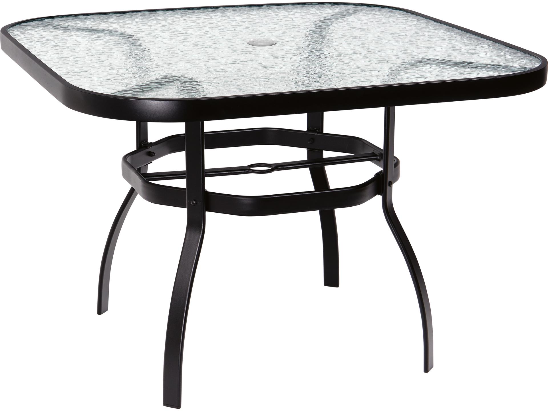 Aluminum Deluxe Square Obscure Glass Top Table with Umbrella Hole