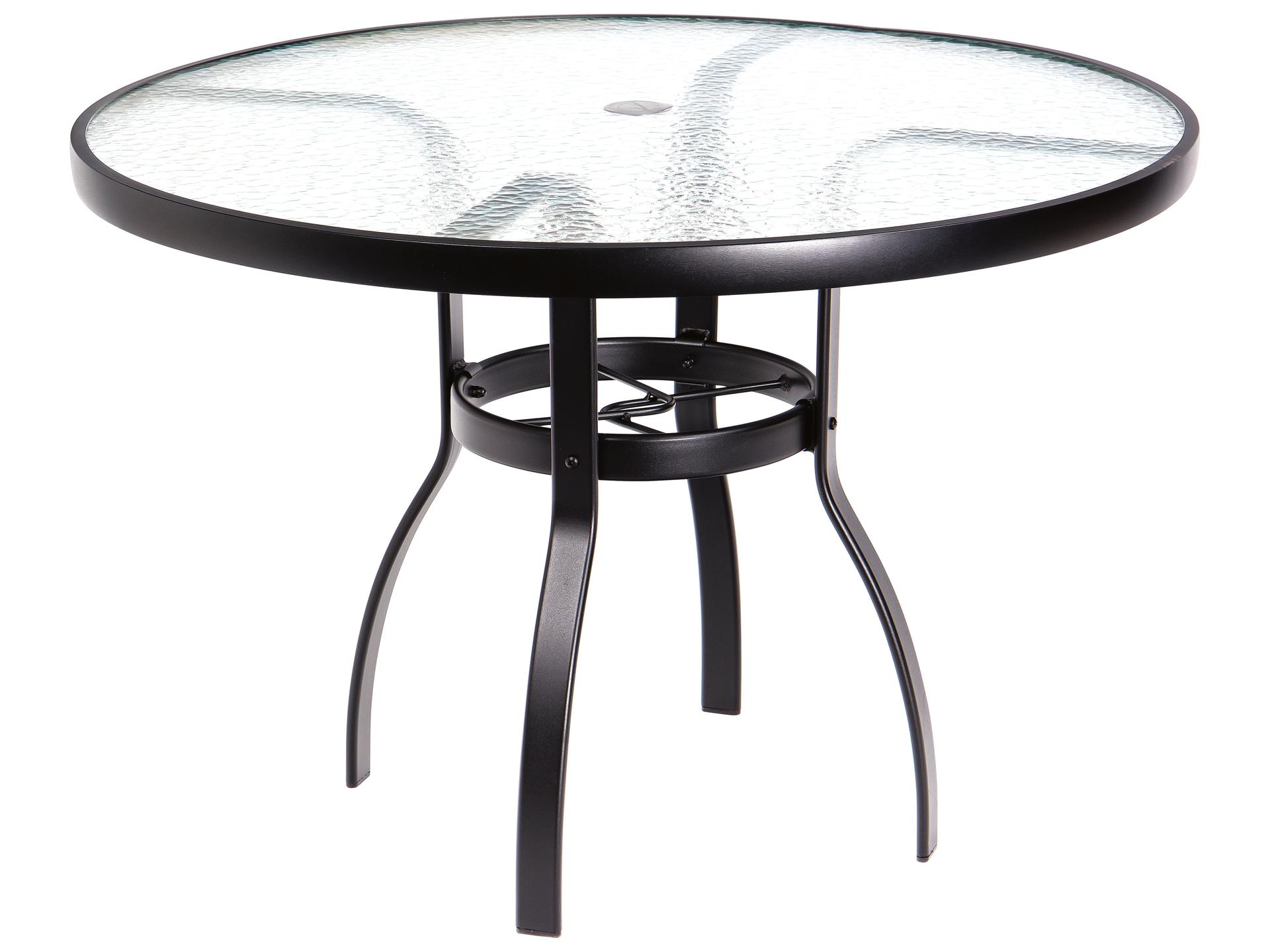 Aluminum Deluxe Round Obscure Glass Top Table with Umbrella Hole