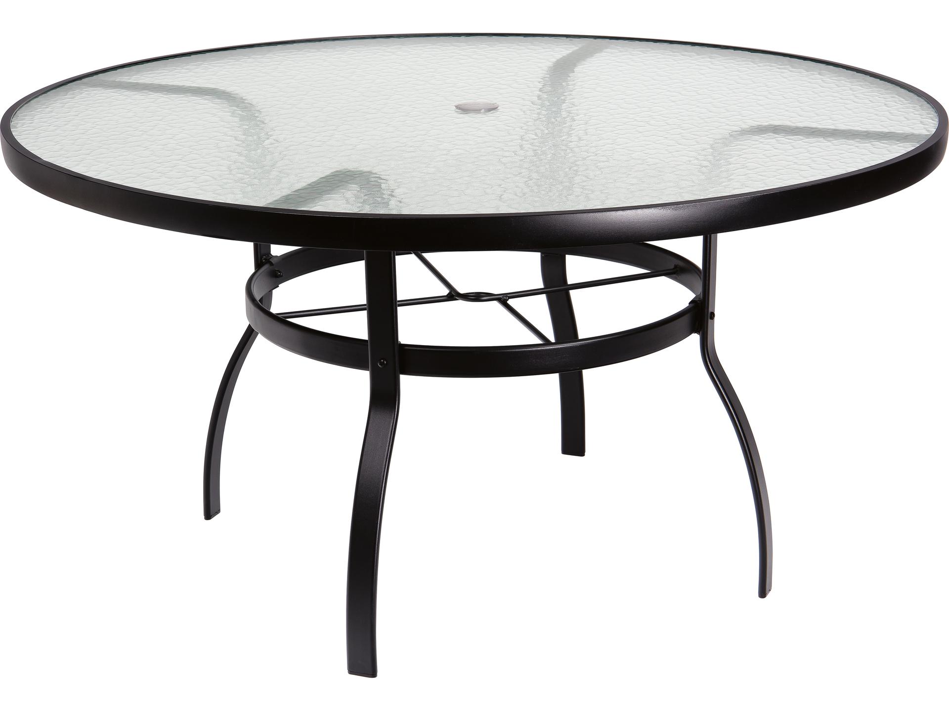 Aluminum Deluxe Round Obscure Glass Top Table with Umbrella Hole