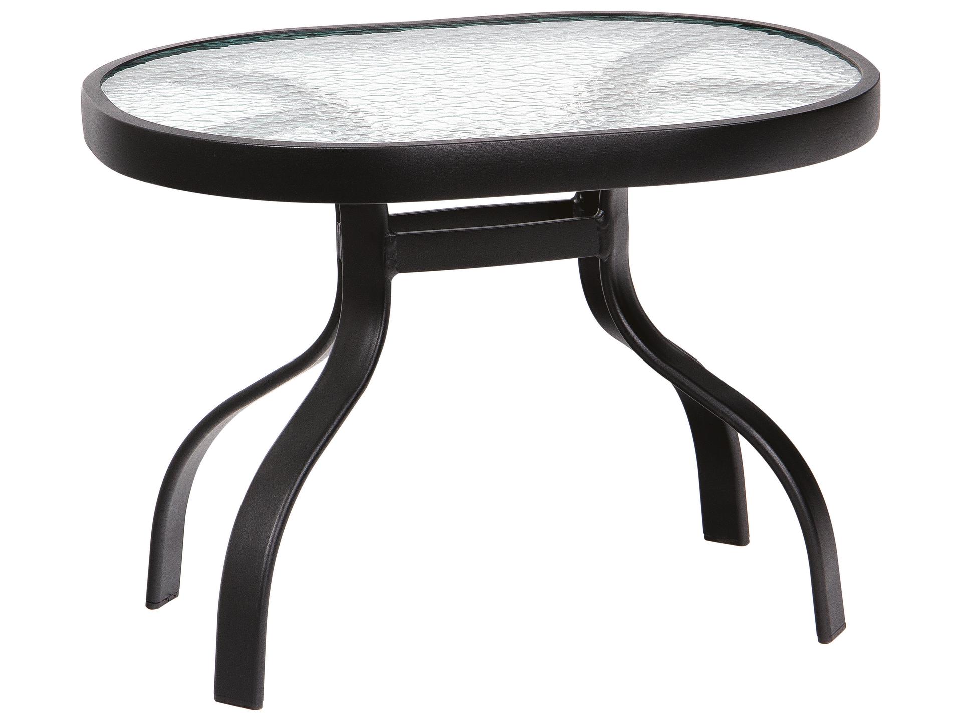 Aluminum Deluxe Rectangular Obscure Glass Top Outdoor Patio End Table