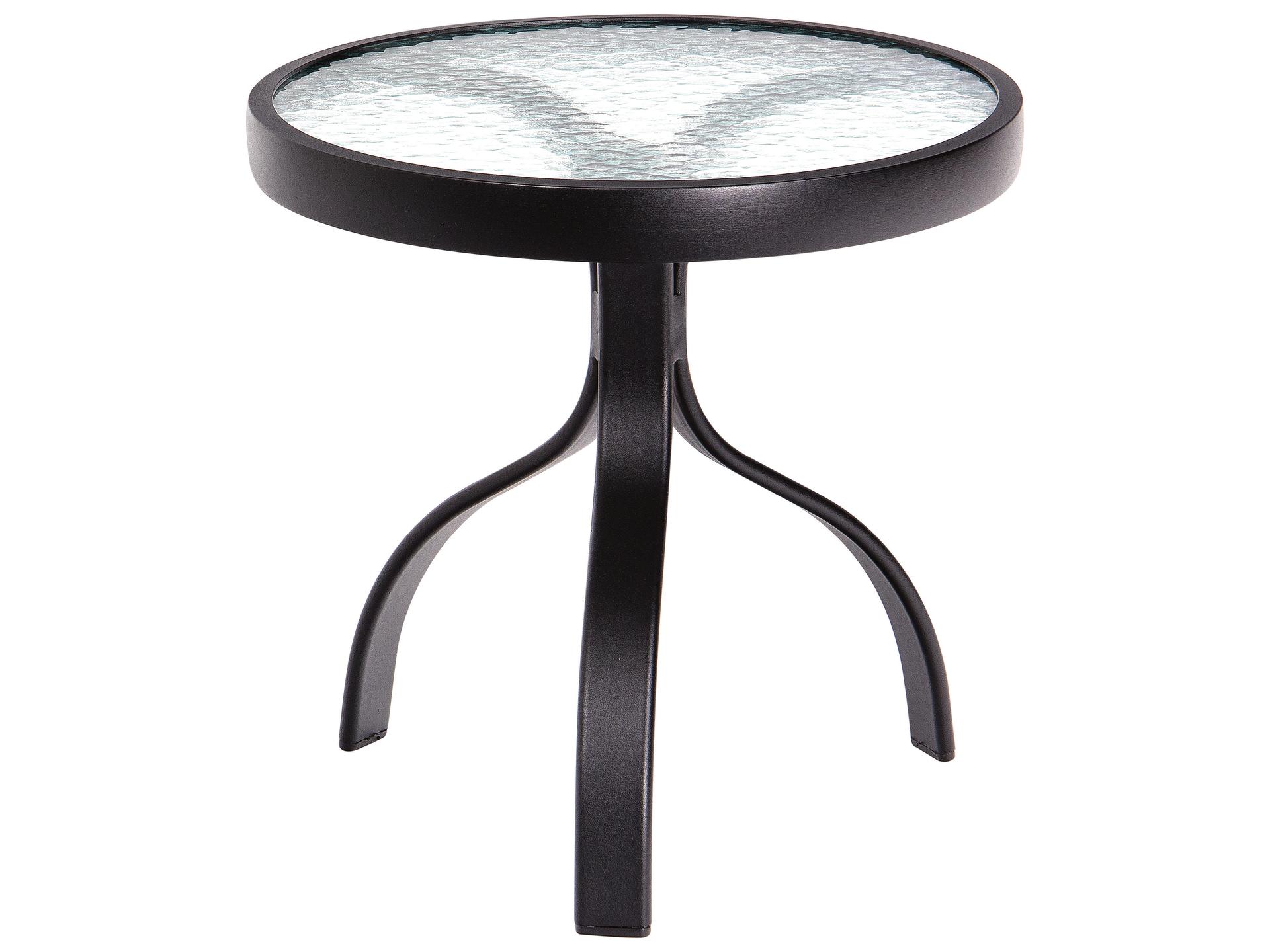 Aluminum Deluxe Round Obscure Glass Top Patio End Table