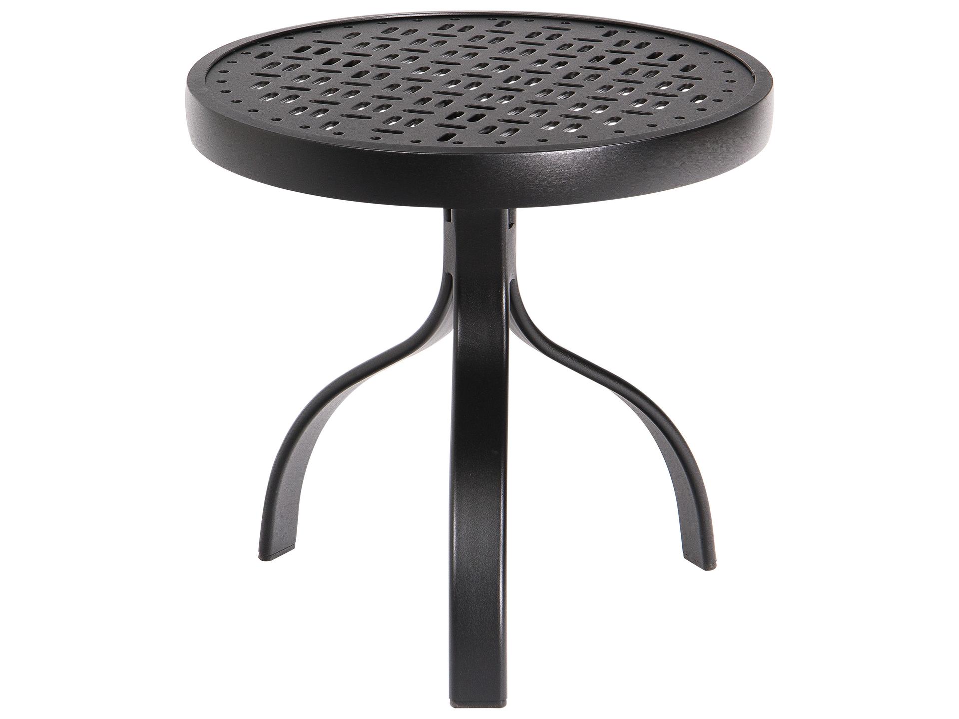 Aluminum Deluxe Round Outdoor End Table Lattice Top