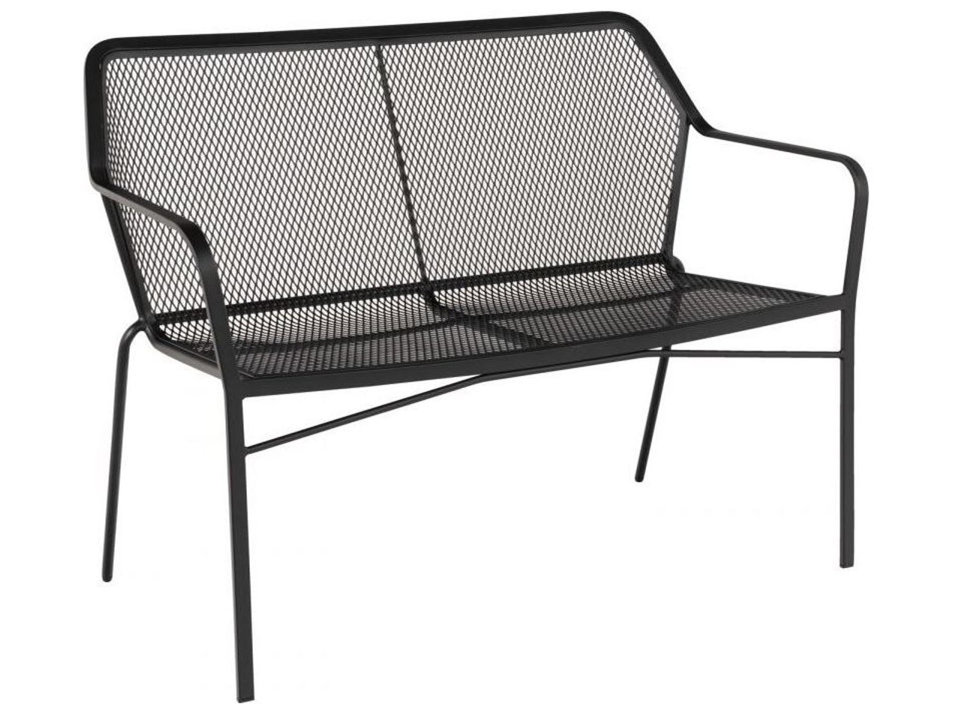 Delmar Wrought Iron Stackable Outdoor Bench with Optional Seat Cushion