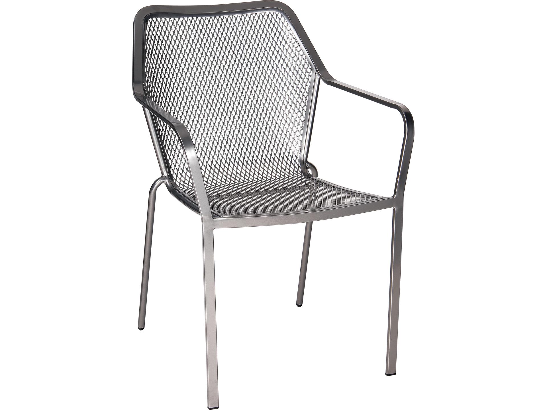 Delmar Wrought Iron Stackable Patio Dining Arm Chair