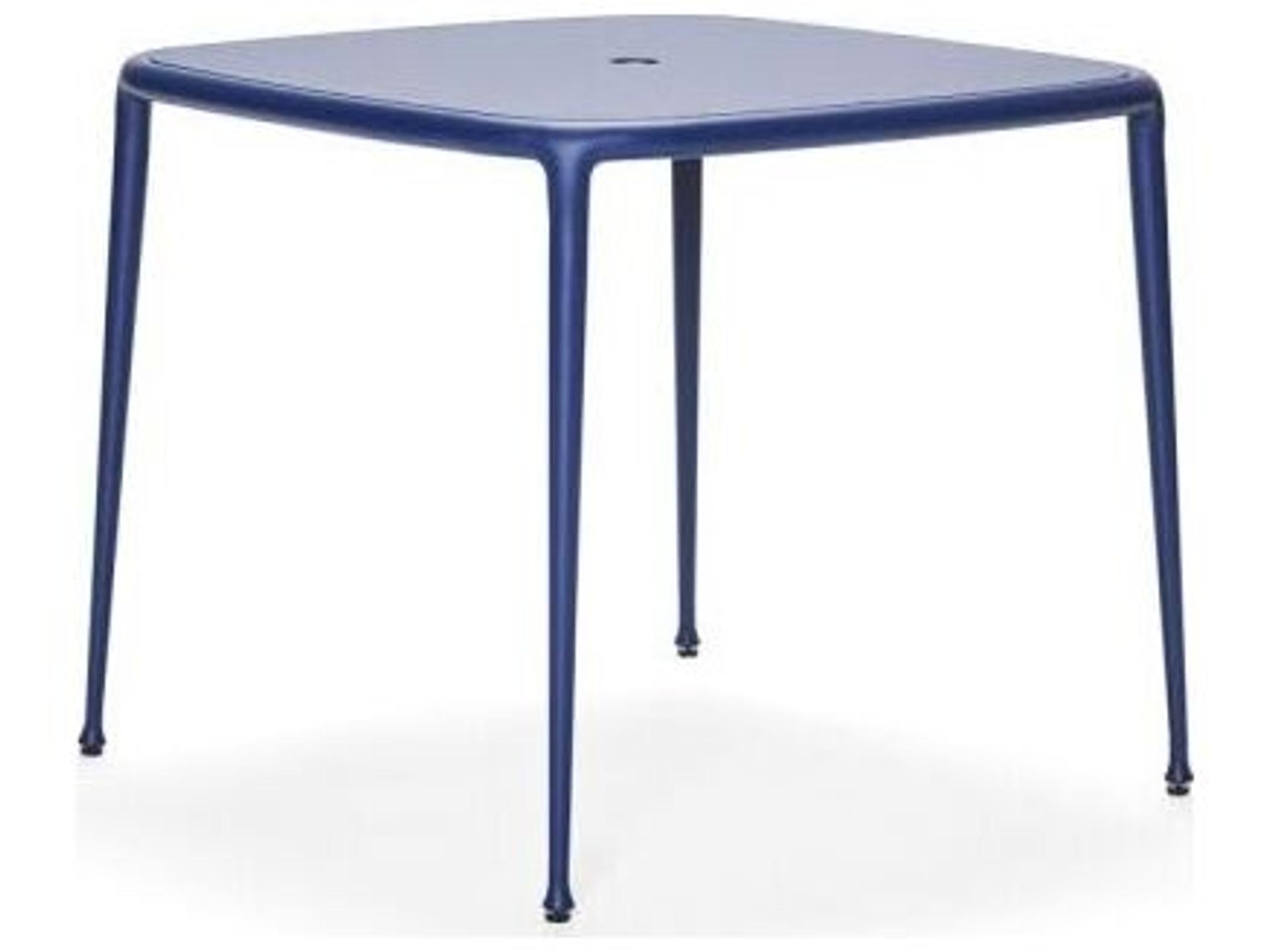 Windsor Cast Aluminum Square Outdoor Patio Dining Table with Umbrella Hole