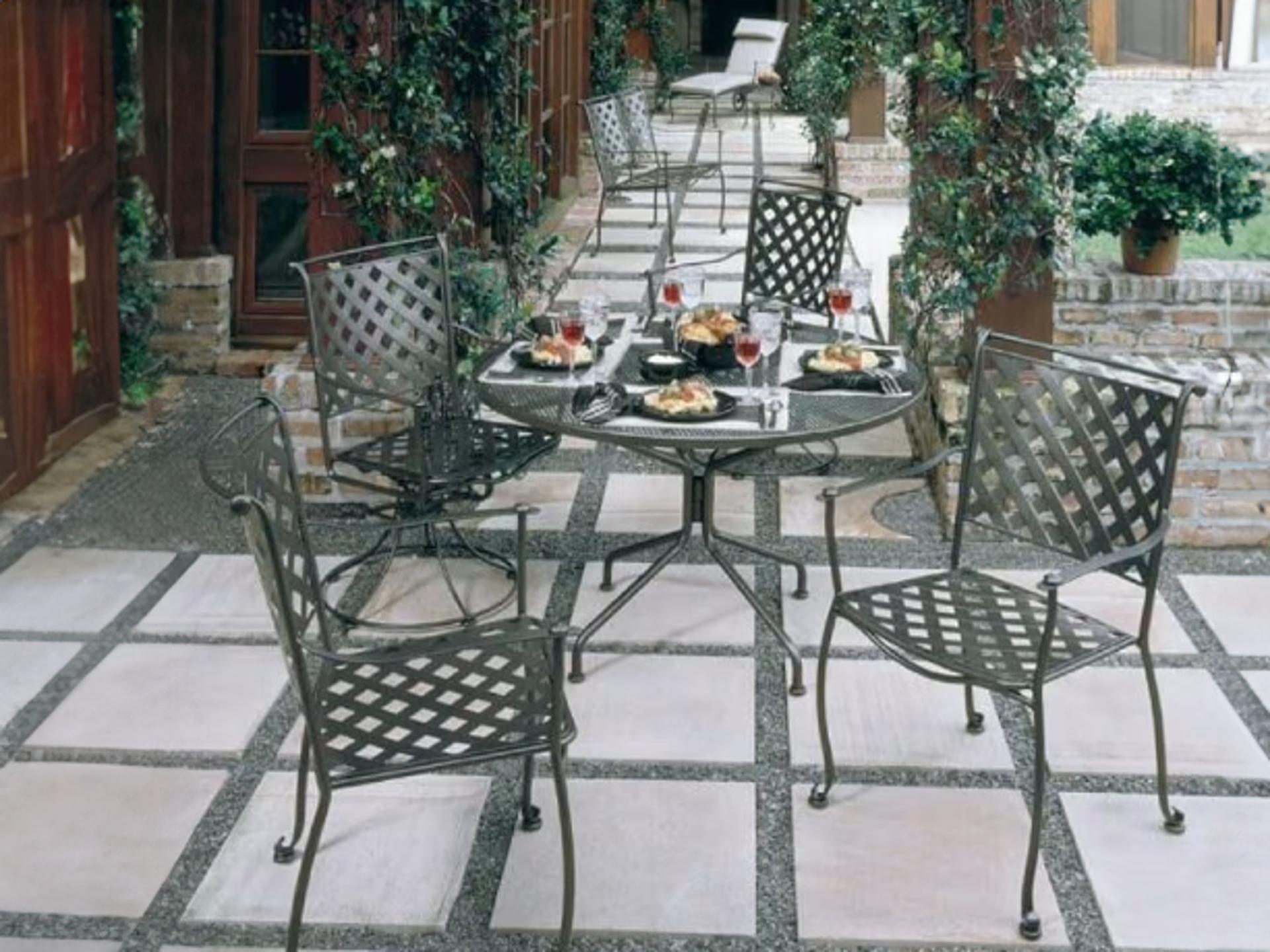 Woodard Maddox Wrought Iron Outdoor Patio Dining Set