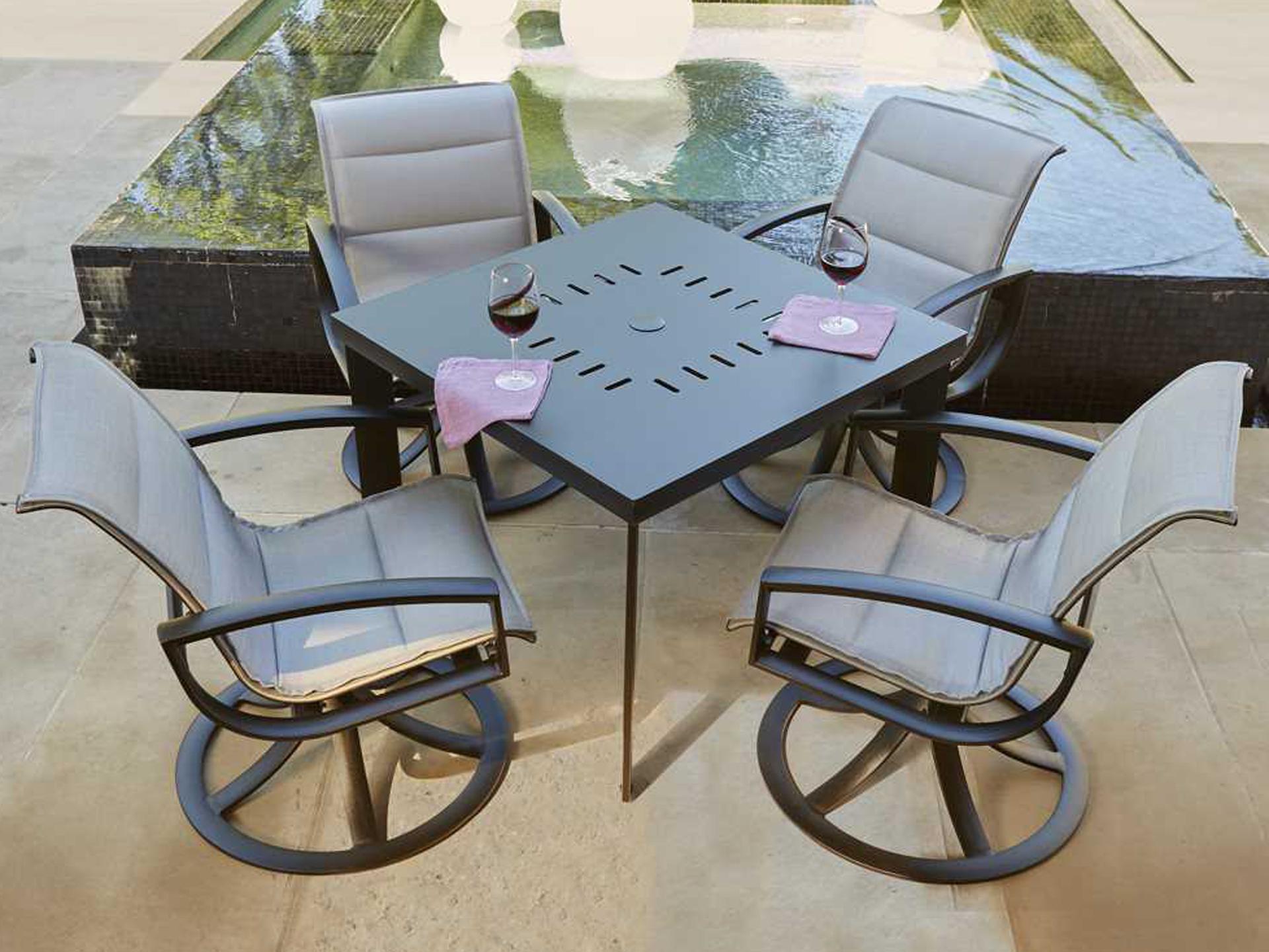 Woodard Metropolis Padded Sling Aluminum Patio Dining Set