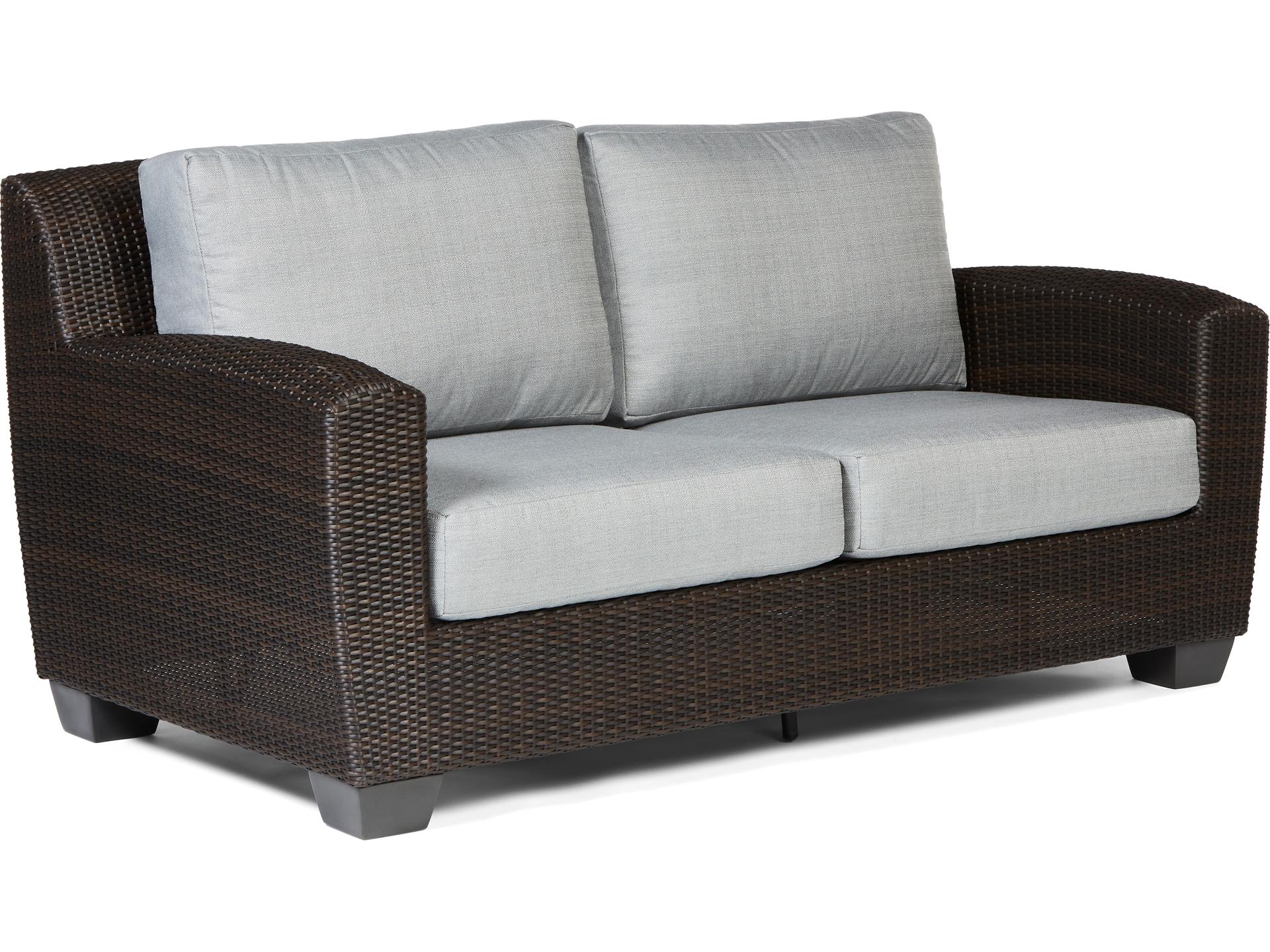 Saddleback Wicker Outdoor Loveseat in Coffee