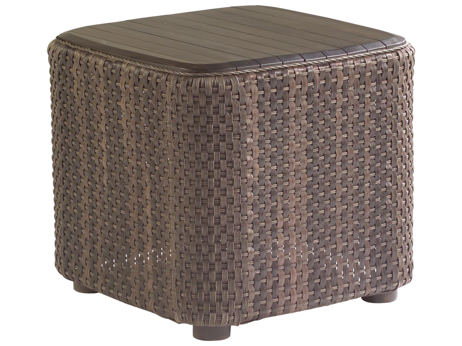 Whitecraft Aruba Wicker Amazon Mahogany Square Teak Top Patio End Table