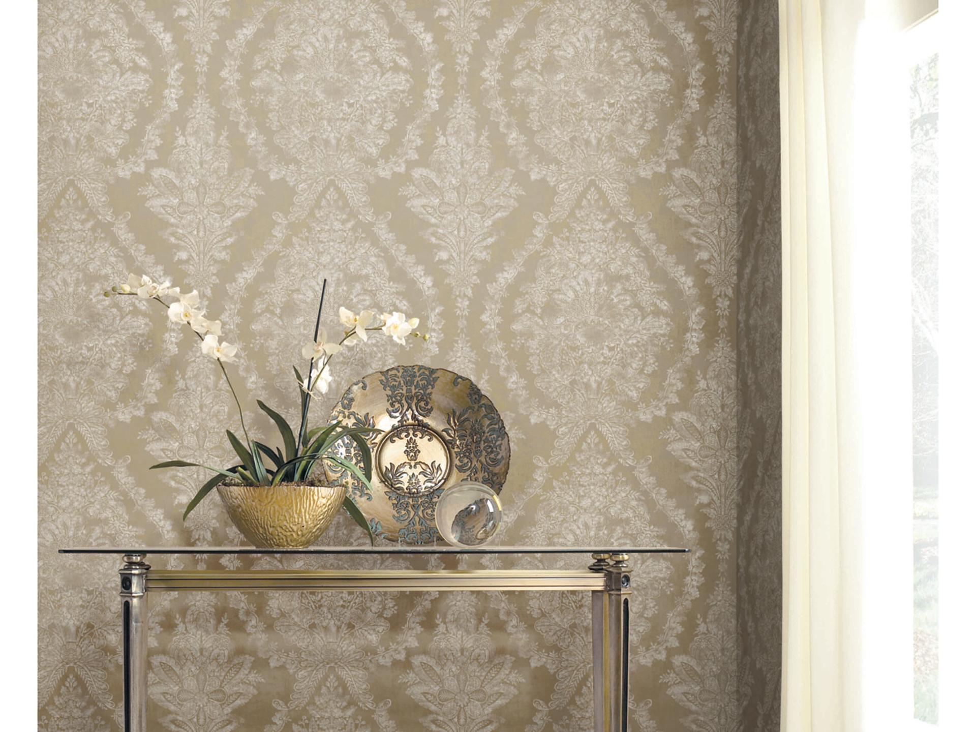 Ronald Redding Charleston Damask Bronze Unpasted Wallpaper
