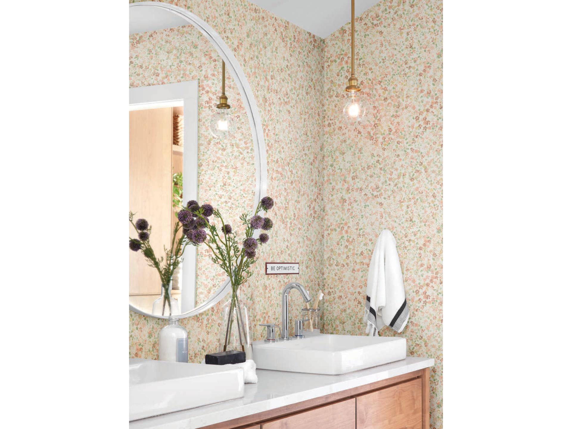 Magnolia Home Meadow Floral Wallpaper in Primrose Pink