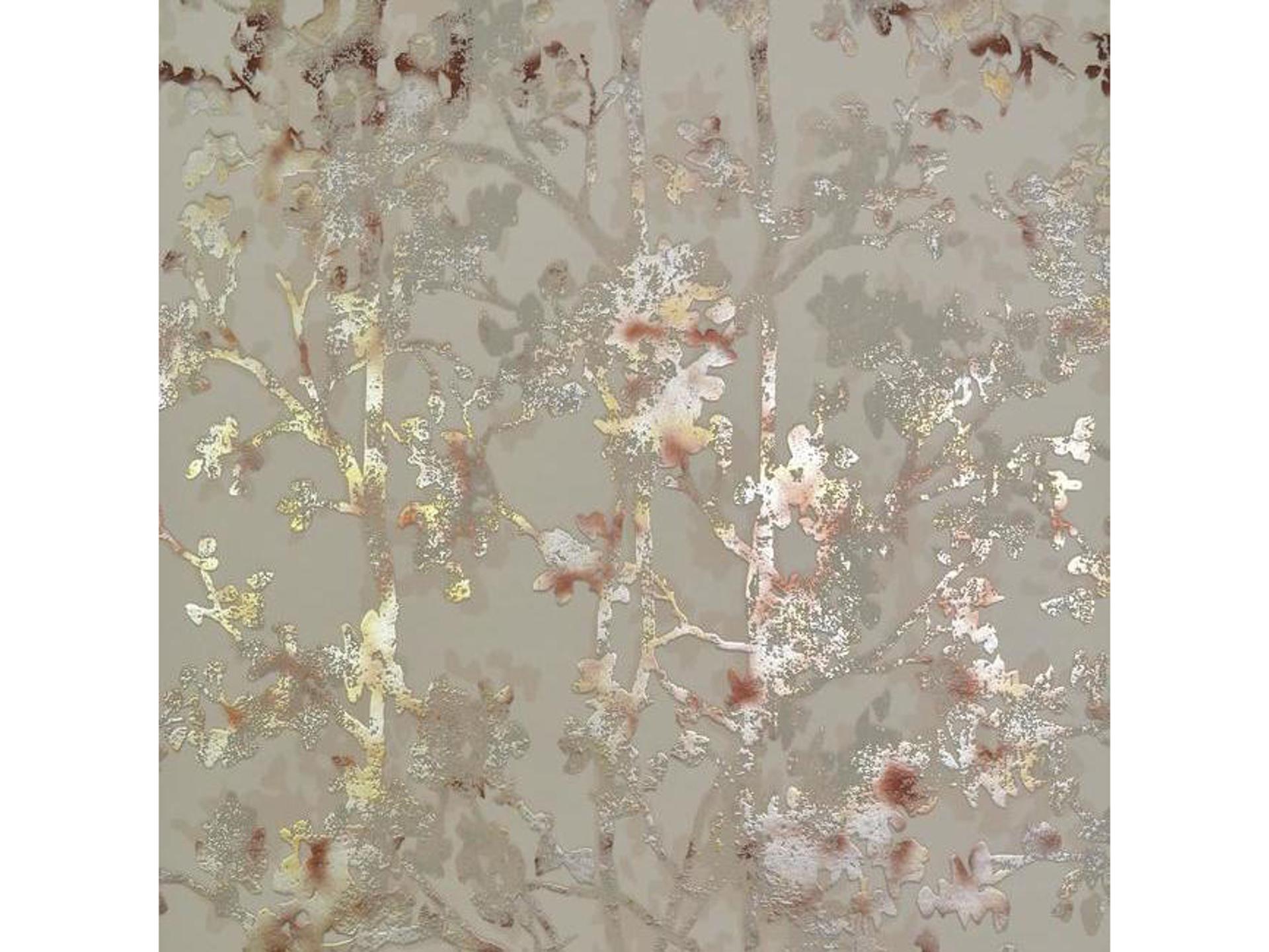 Antonina Vella Shimmering Foliage Non-Woven Wallpaper in Khaki Multi