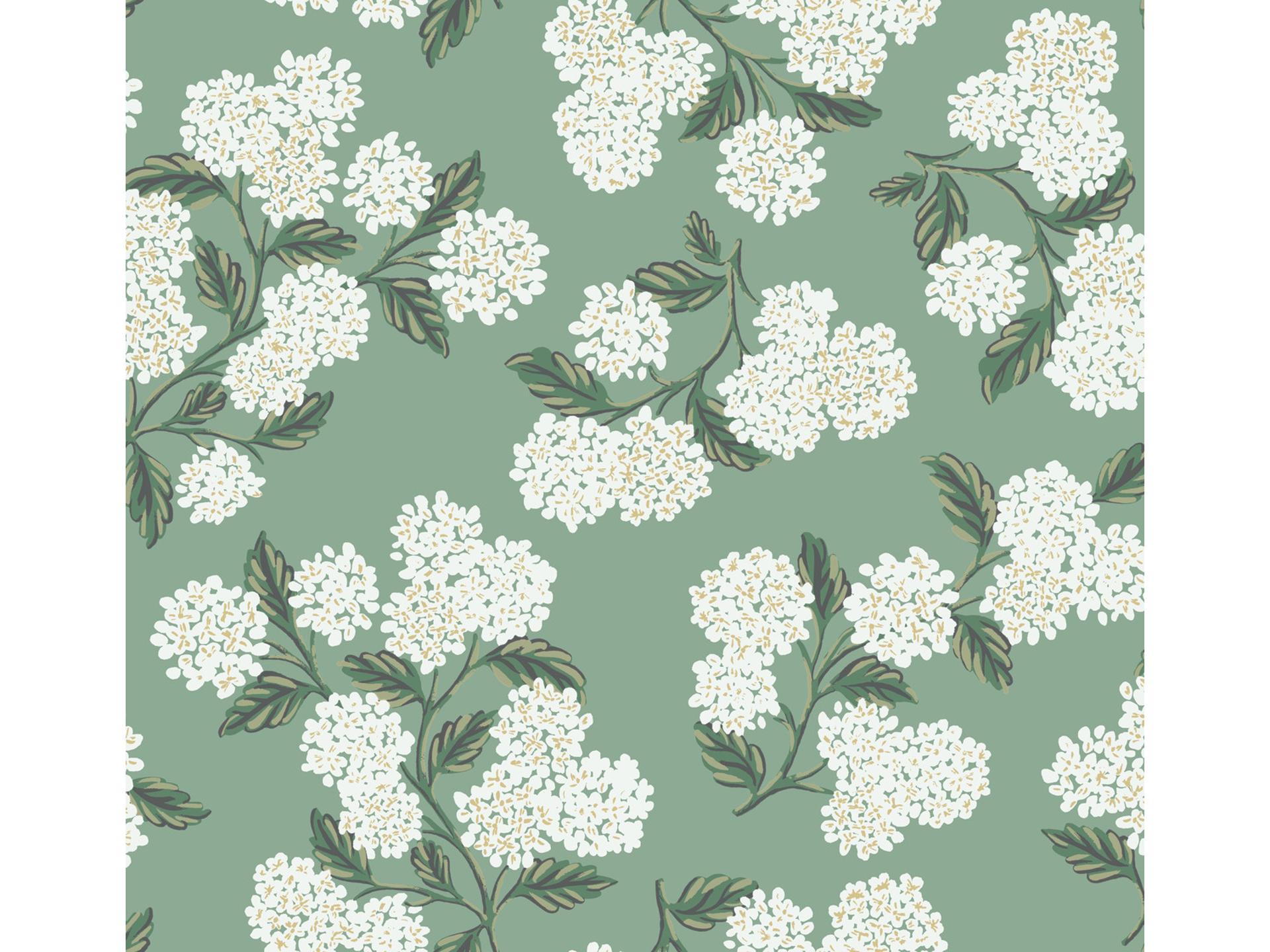 York Wallcoverings Jade Hydrangea Wallpaper