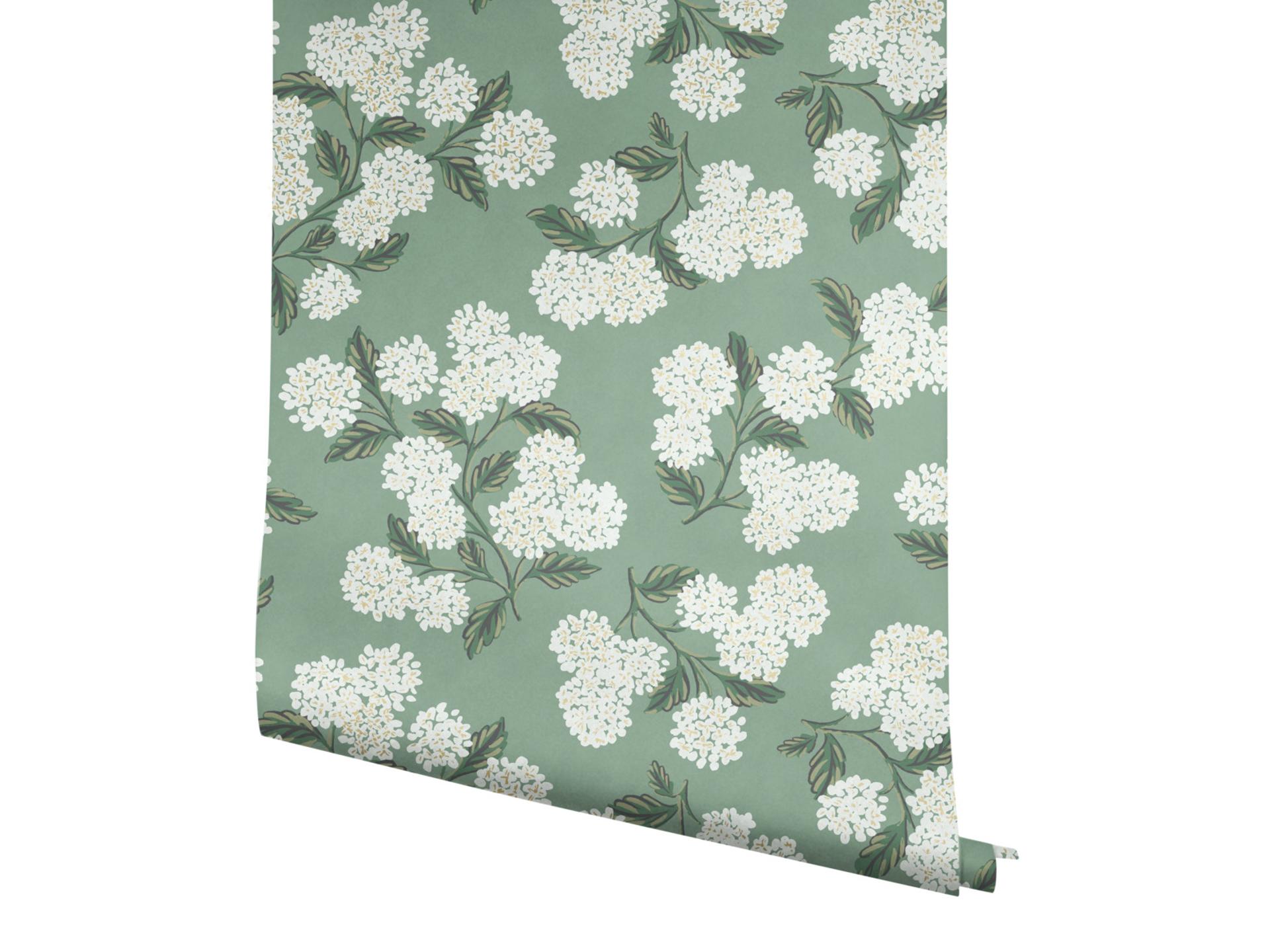 York Wallcoverings Jade Hydrangea Wallpaper