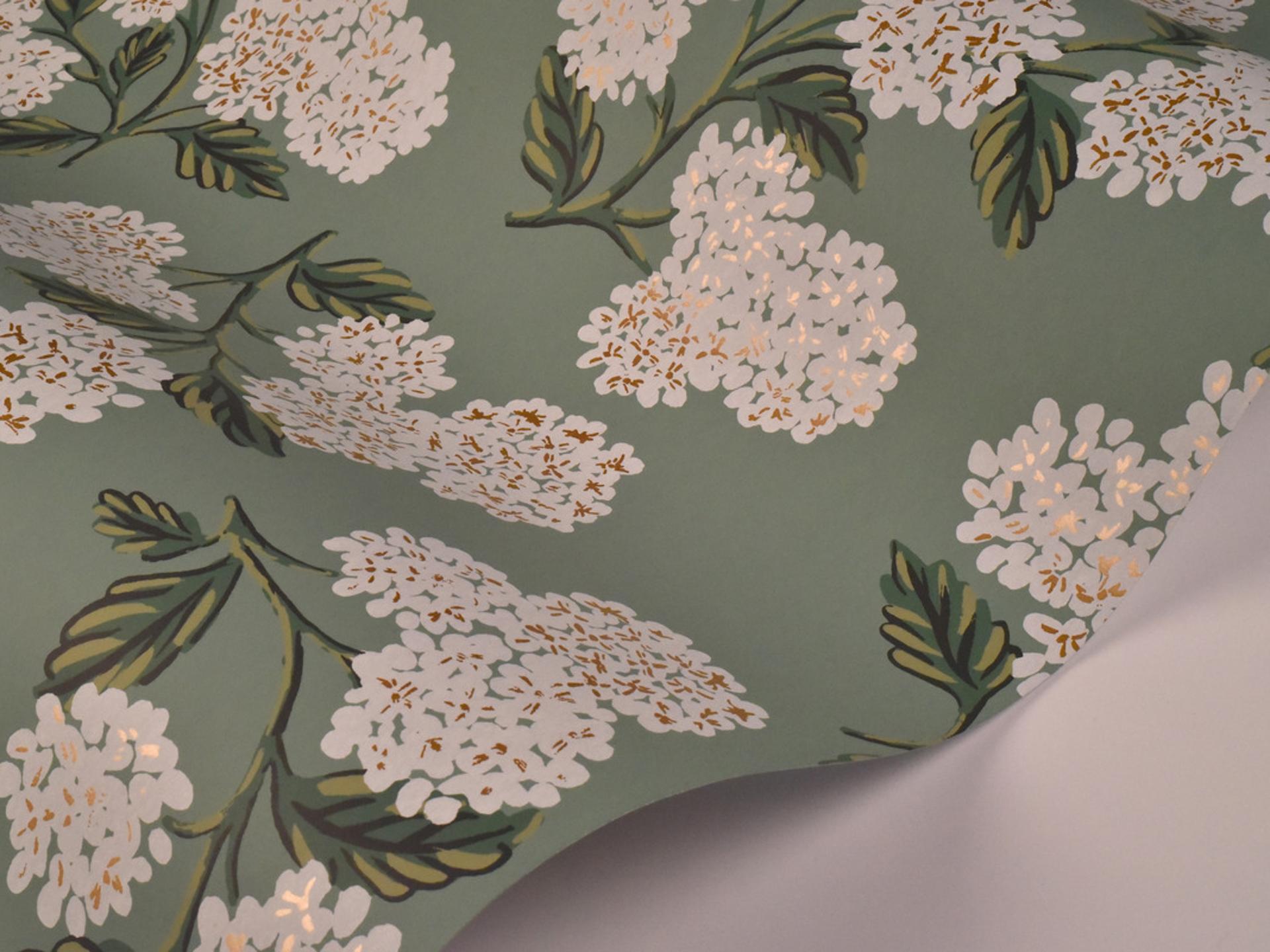 York Wallcoverings Jade Hydrangea Wallpaper