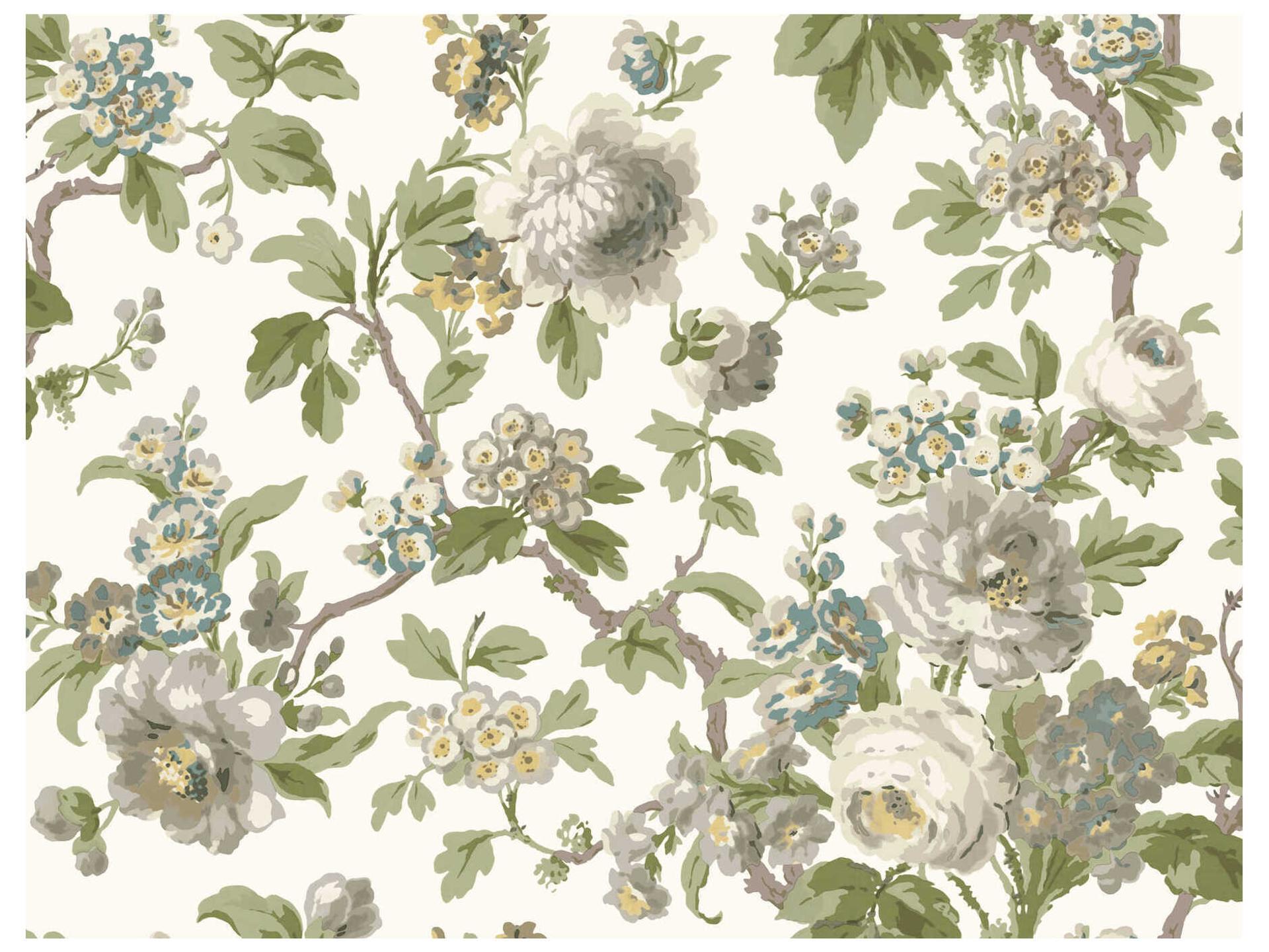 Beatrix Neutral Vintage Floral Unpasted Wallpaper