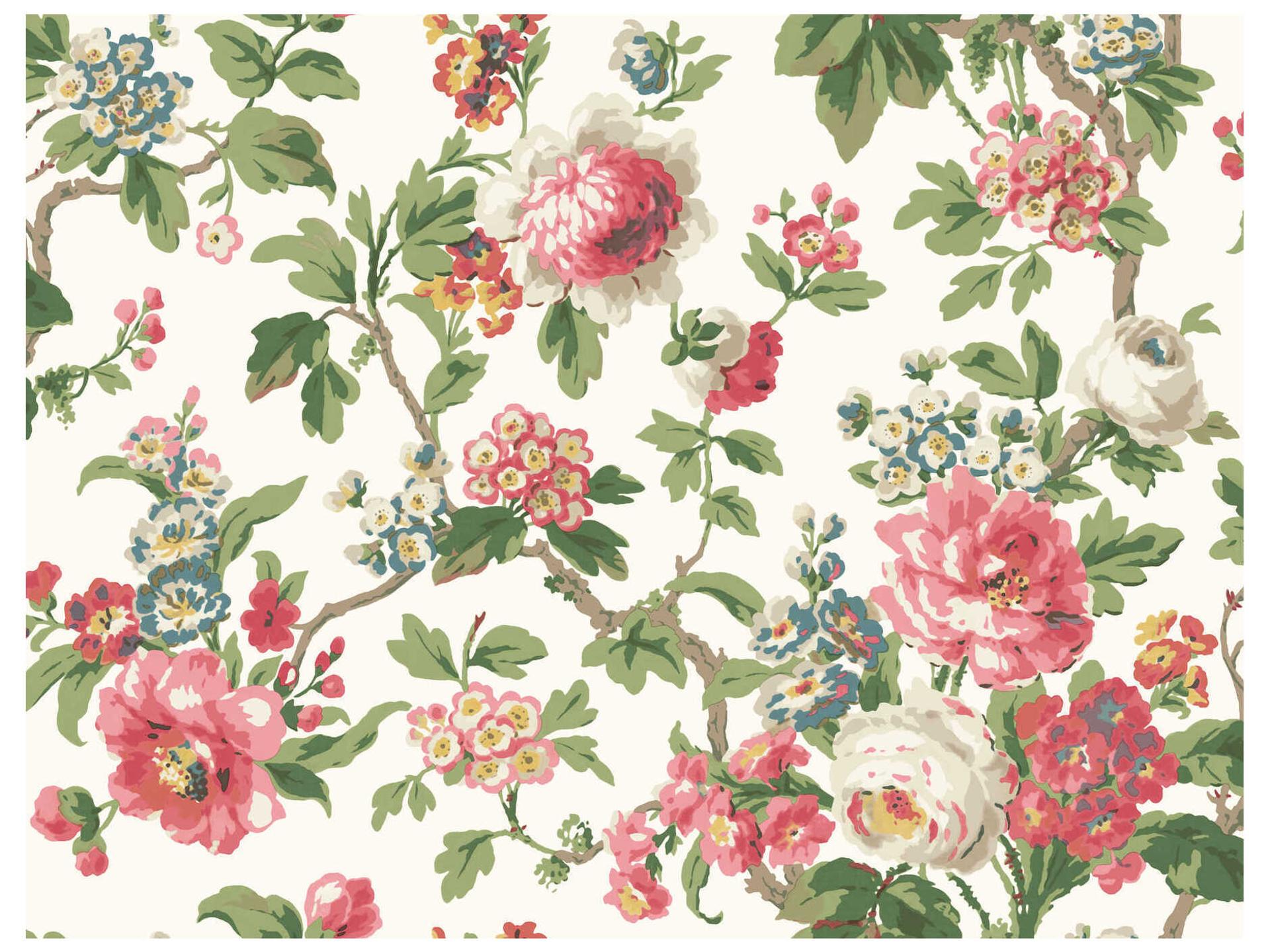 Antonina Vella Beatrix Fuchsia Vintage Floral Unpasted Wallpaper