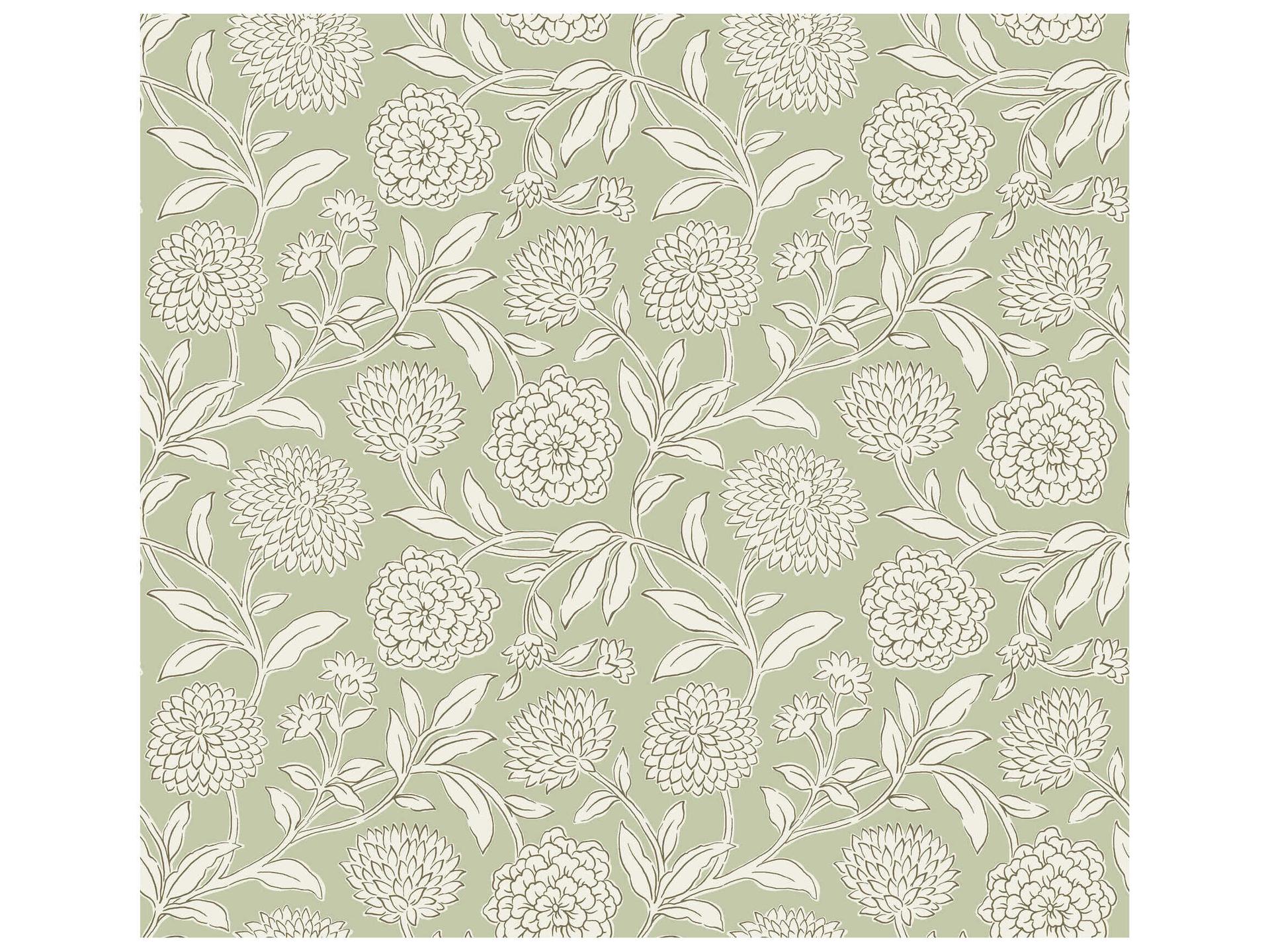 Antonina Vella Garden Light Green Floral Trail Wallpaper