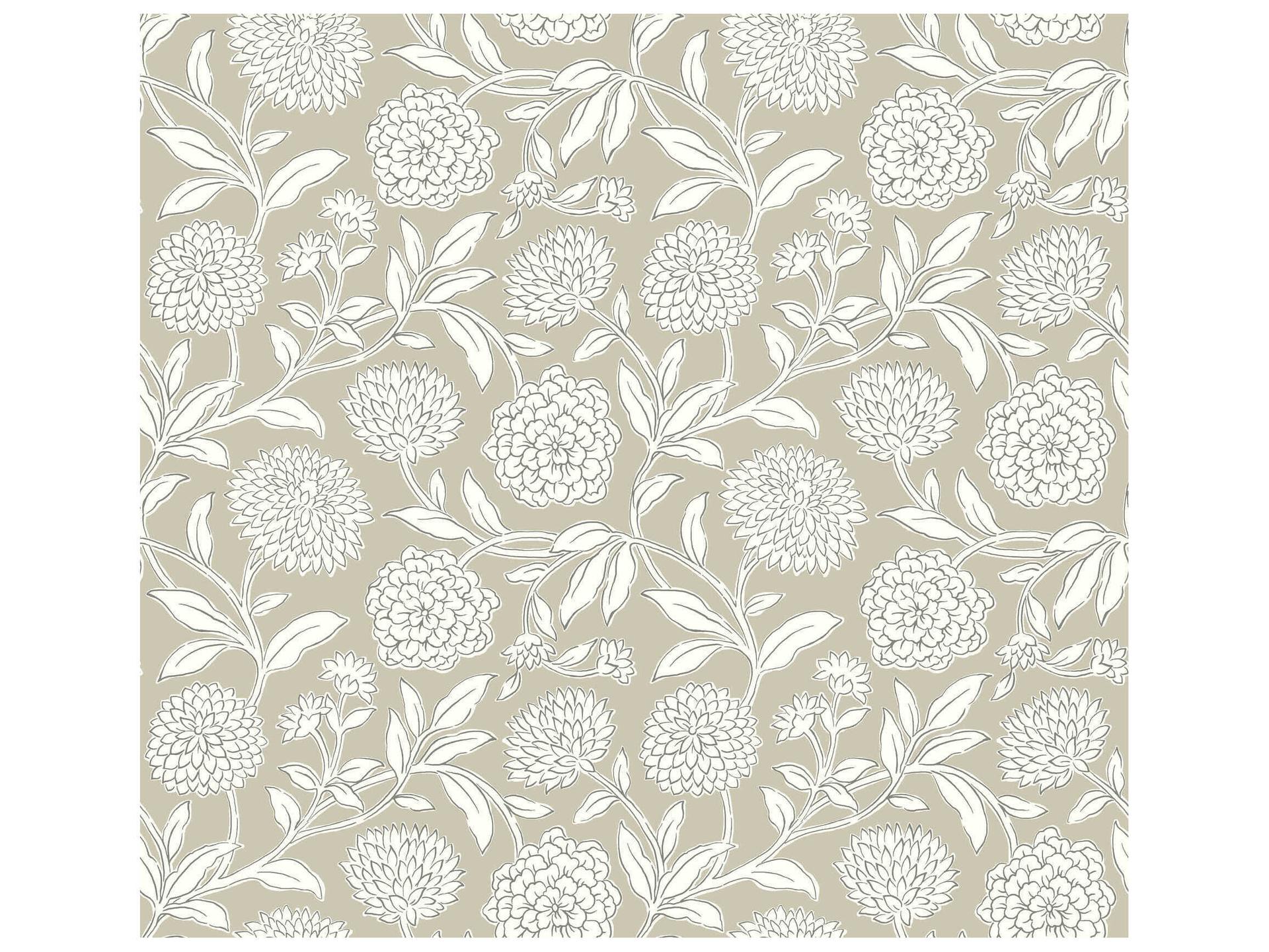 Antonina Vella Chatsworth Garden Floral Trail Wallpaper in Taupe