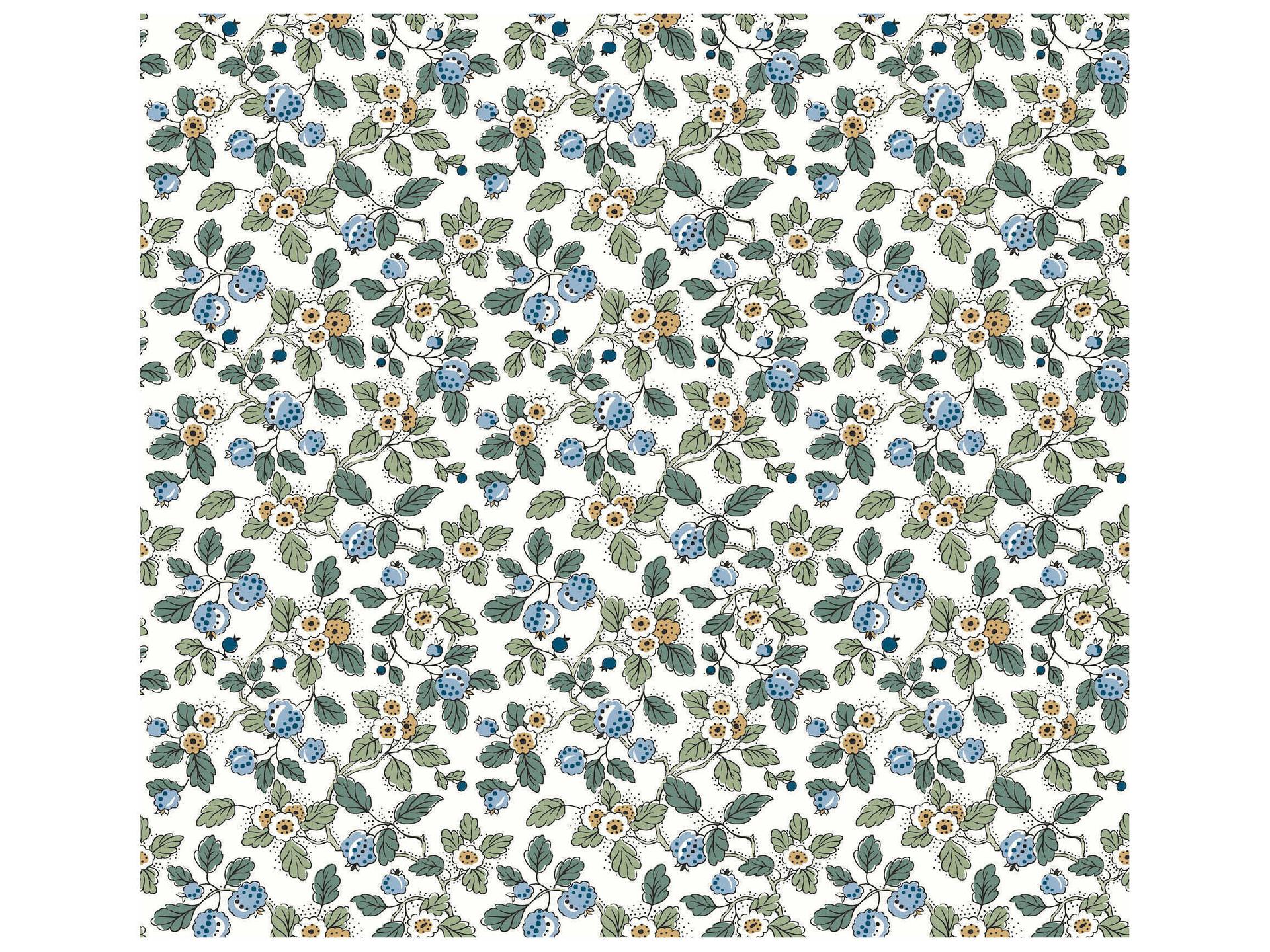 Antonina Vella Framboise Blue Berry Vines Wallpaper