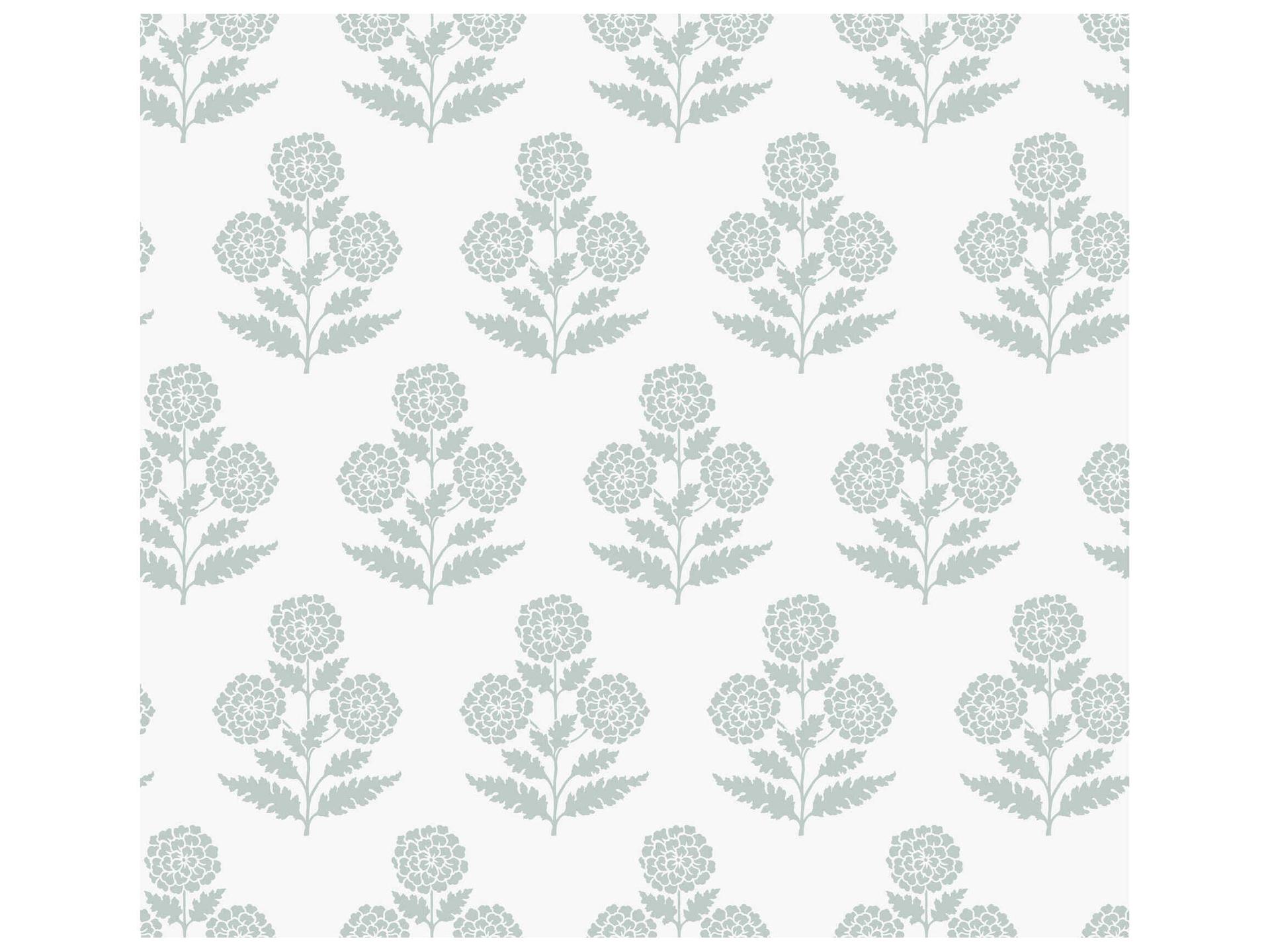 Antonina Vella Jardin Souci Light Blue Marigolds Wallpaper