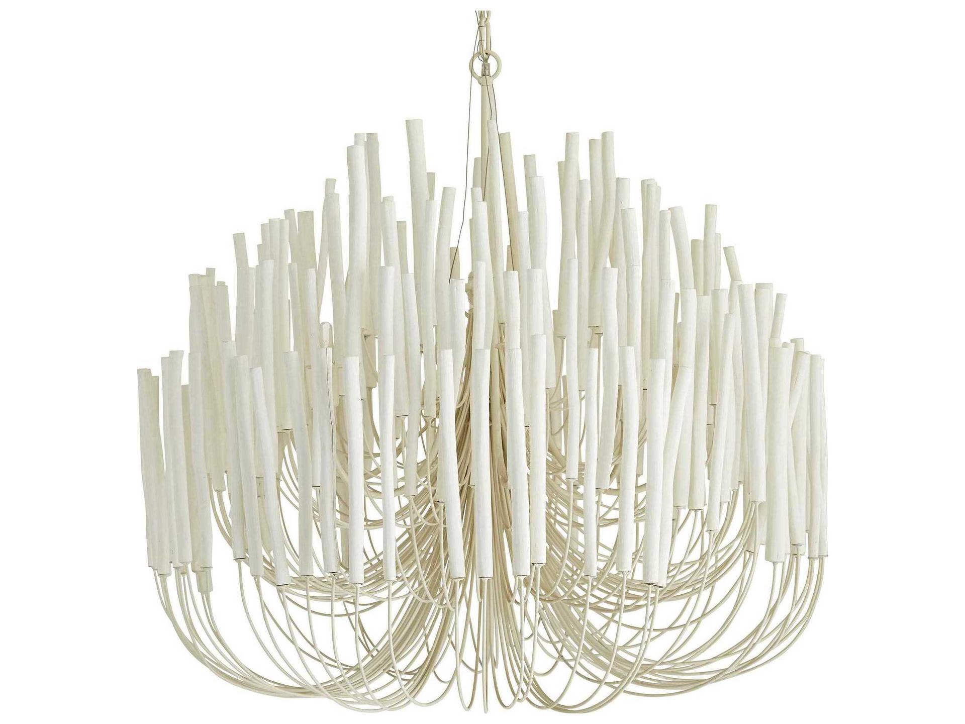 Tilda 6-Light Large Chandelier in Whitewash Wood and Iron
