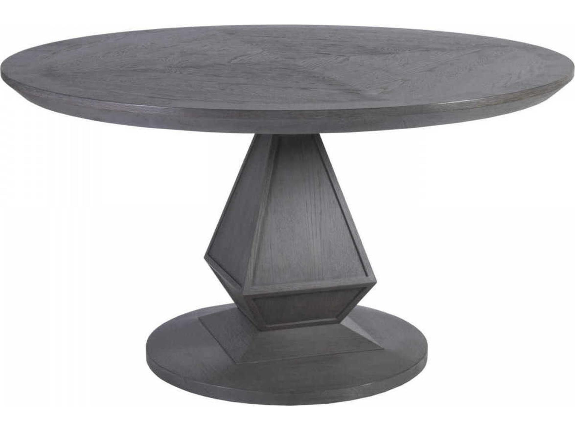 Home Appellation Round Dining Table in Misty Gray Wirebrushed Finish