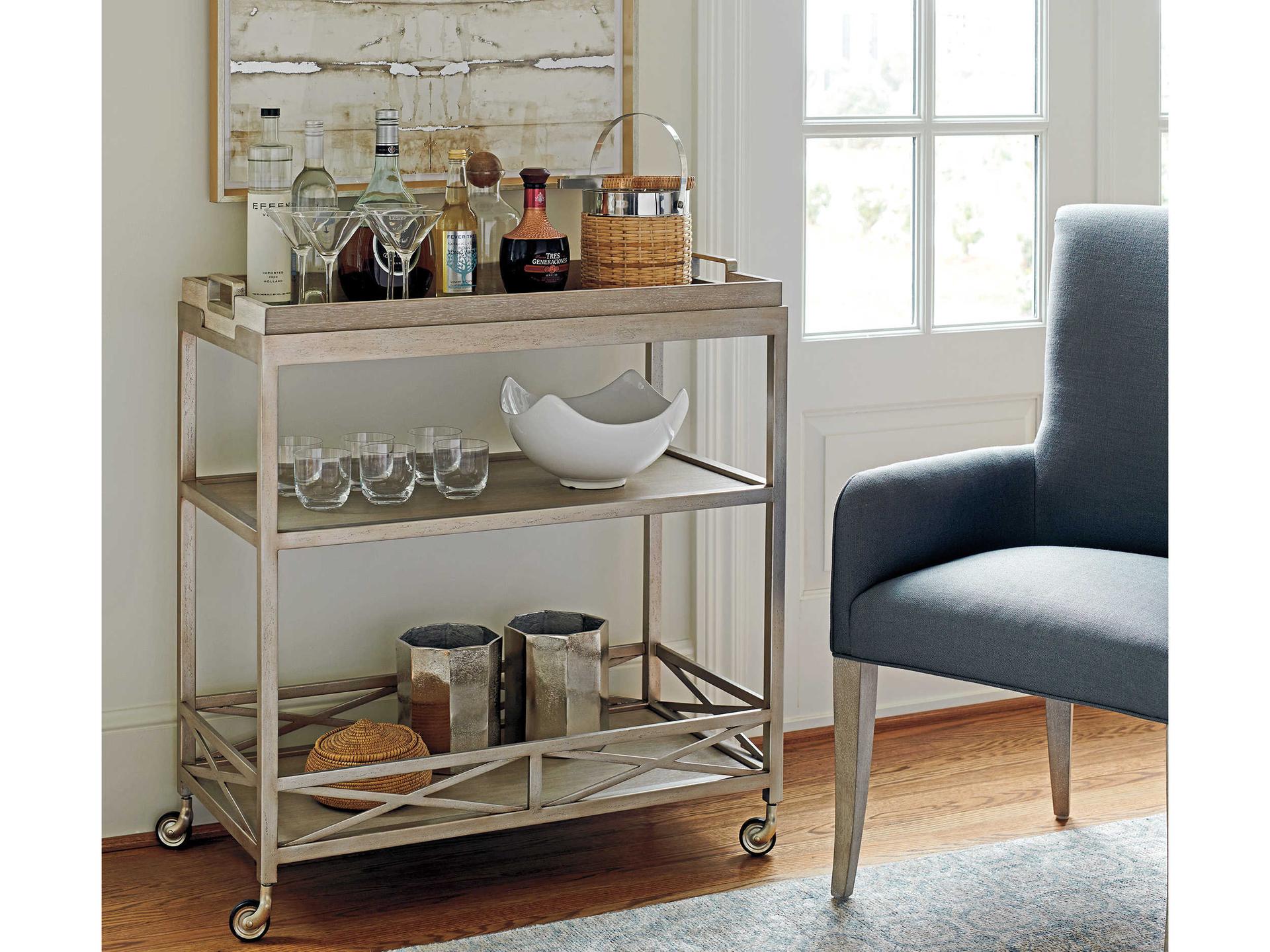 Barclay Butera Malibu Wood Brown Bar Cart