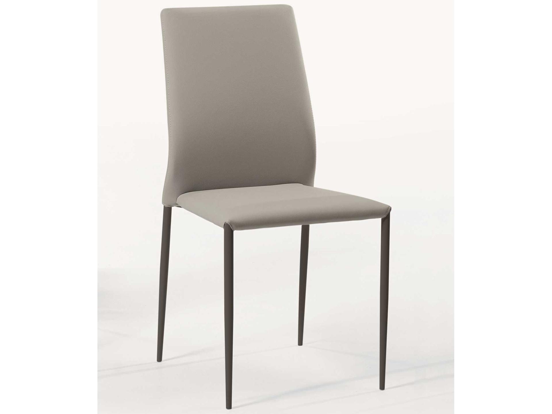 Kendra Upholstered Dining Side Chair in Gray Eco-Leather and Anthracite