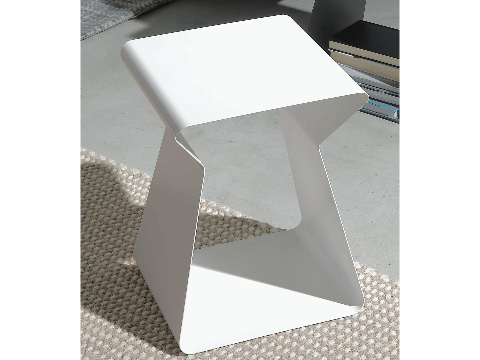 Kito Rectangular Metal End Table in White