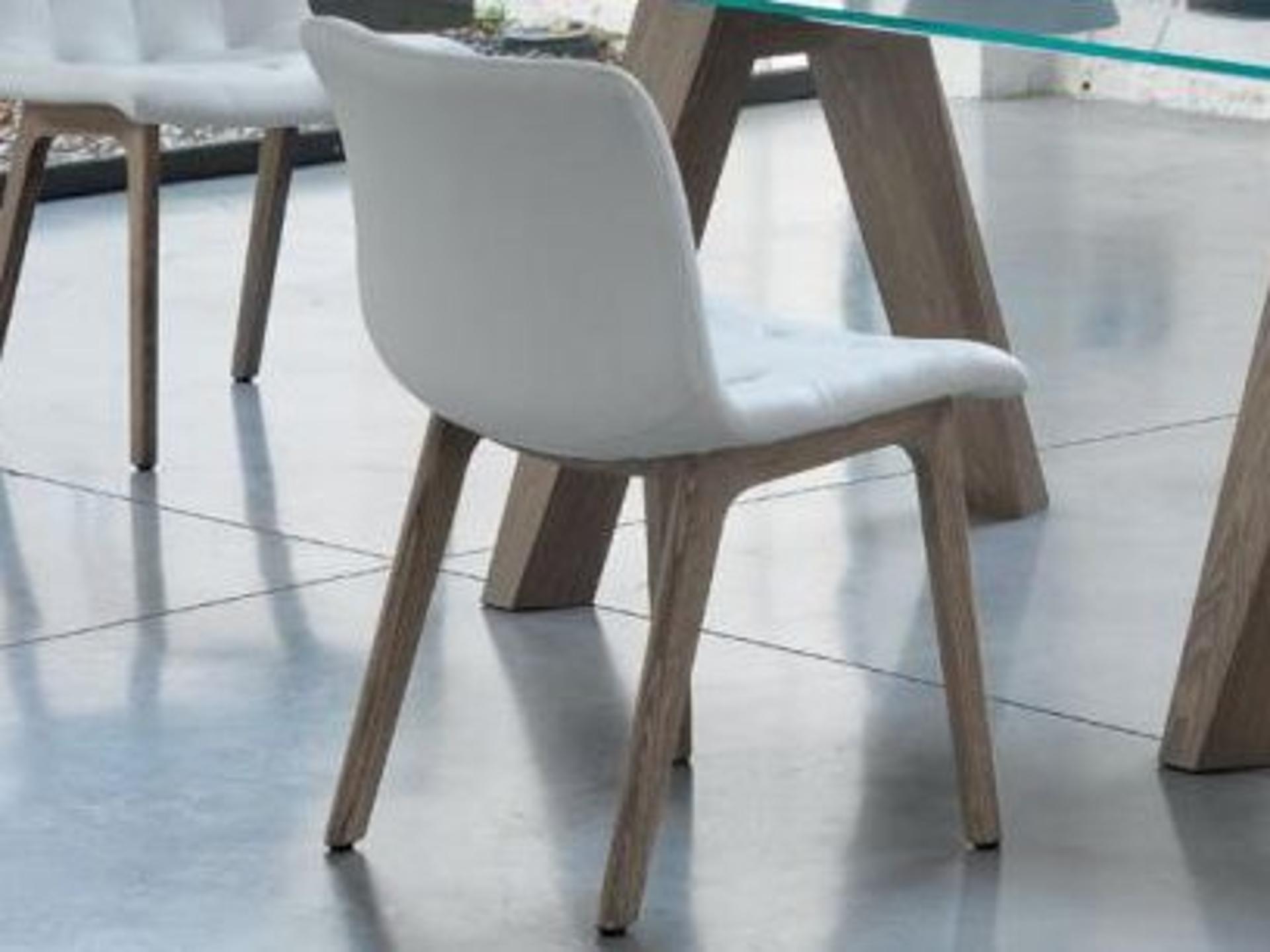 Kuga Upholstered Dining Side Chair in Spessart Oak with White Eco-Leather