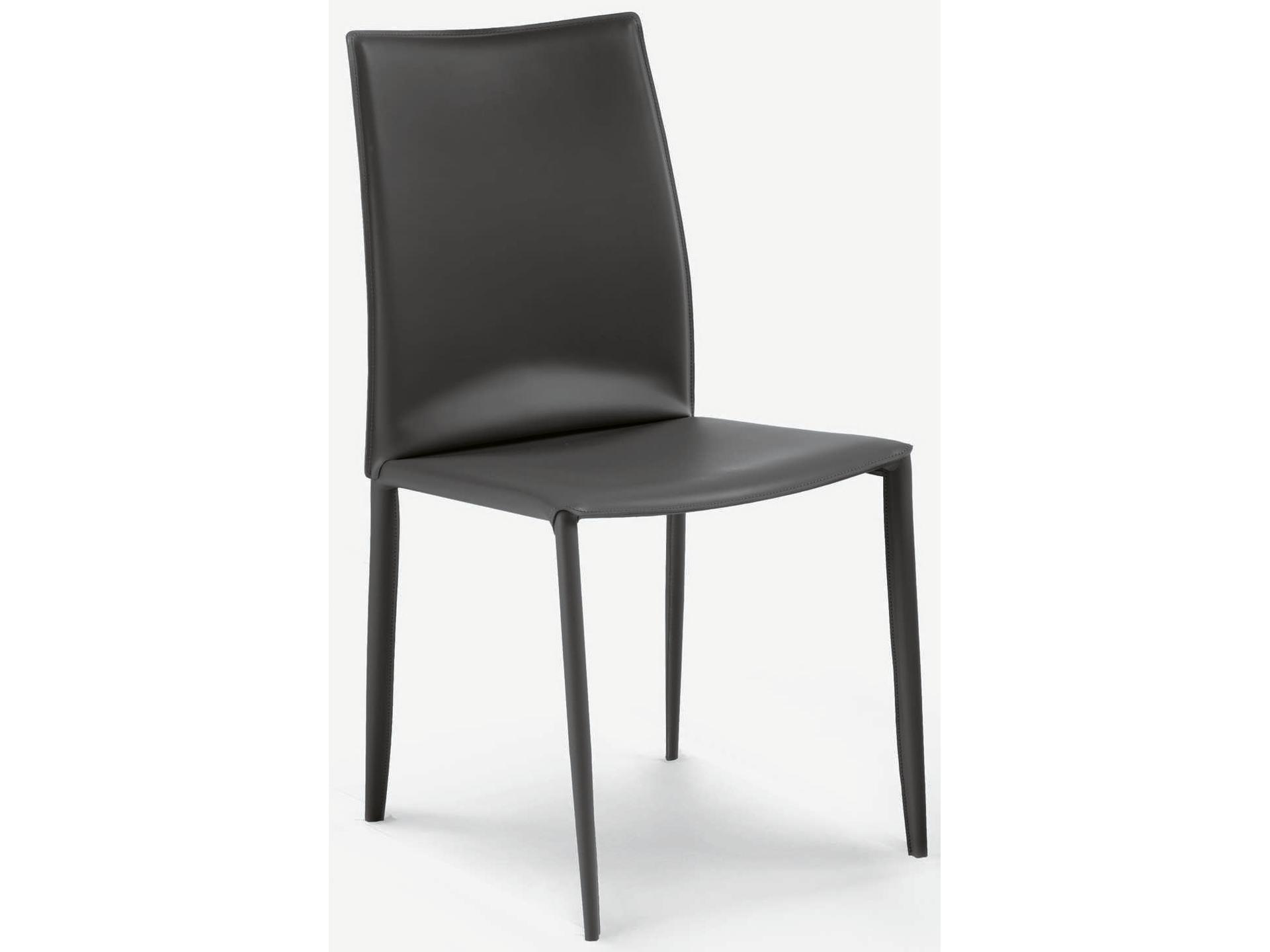 Linda Upholstered Dining Side Chair in Anthracite Hide Leather