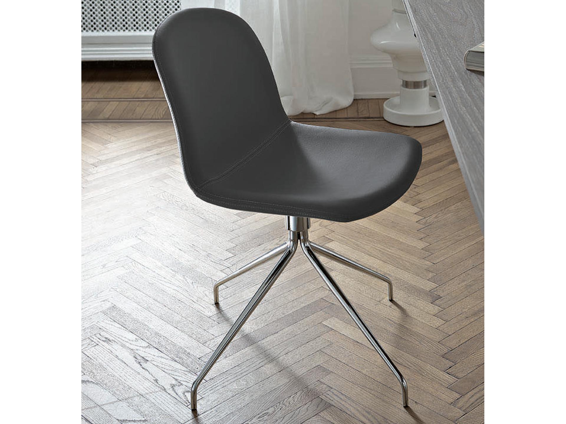 Clara Upholstered Swivel Dining Side Chair in Chrome and Anthracite