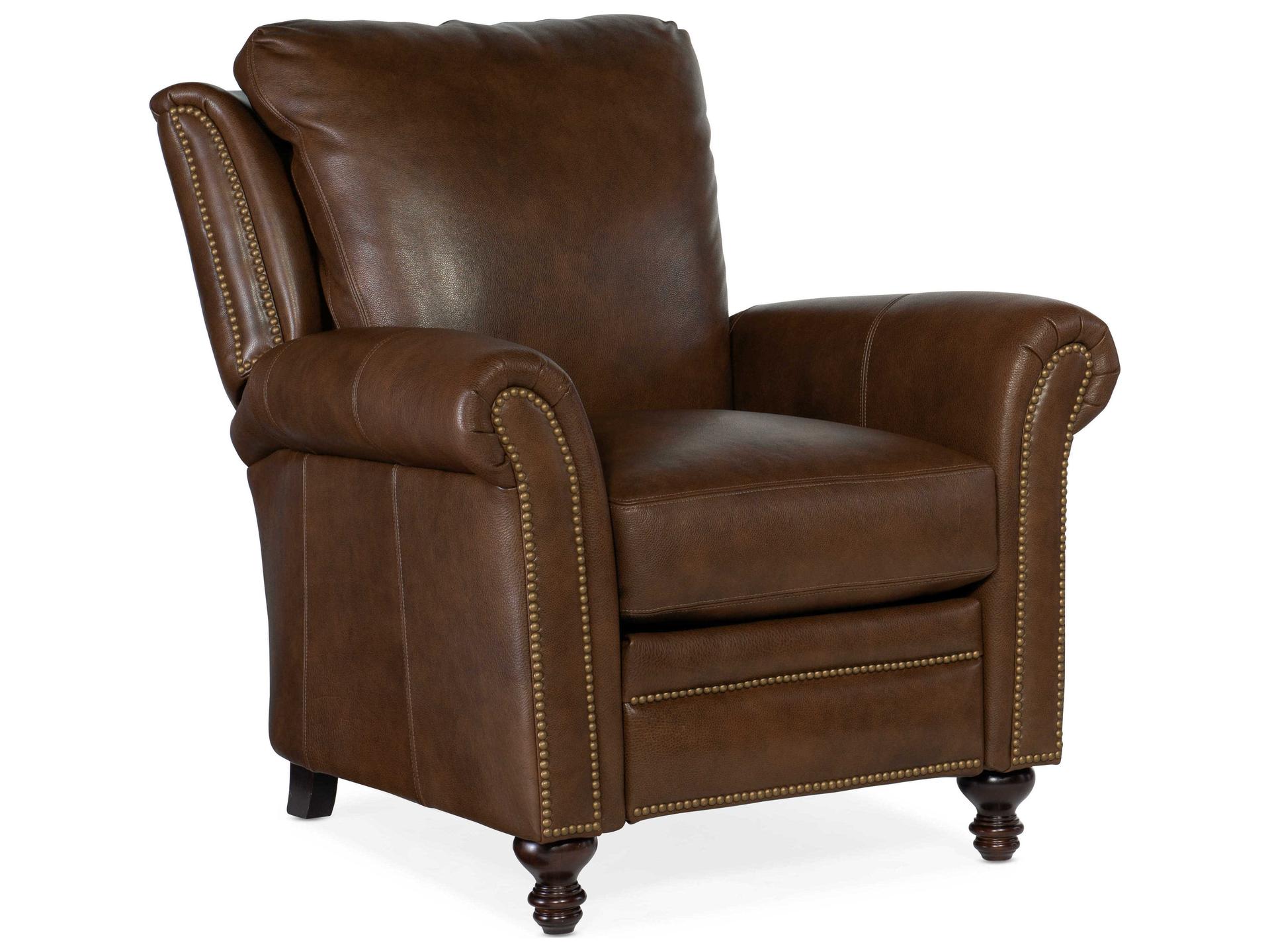 Richardson High Leg Manual Reclining Lounger Cognac Brown Leather