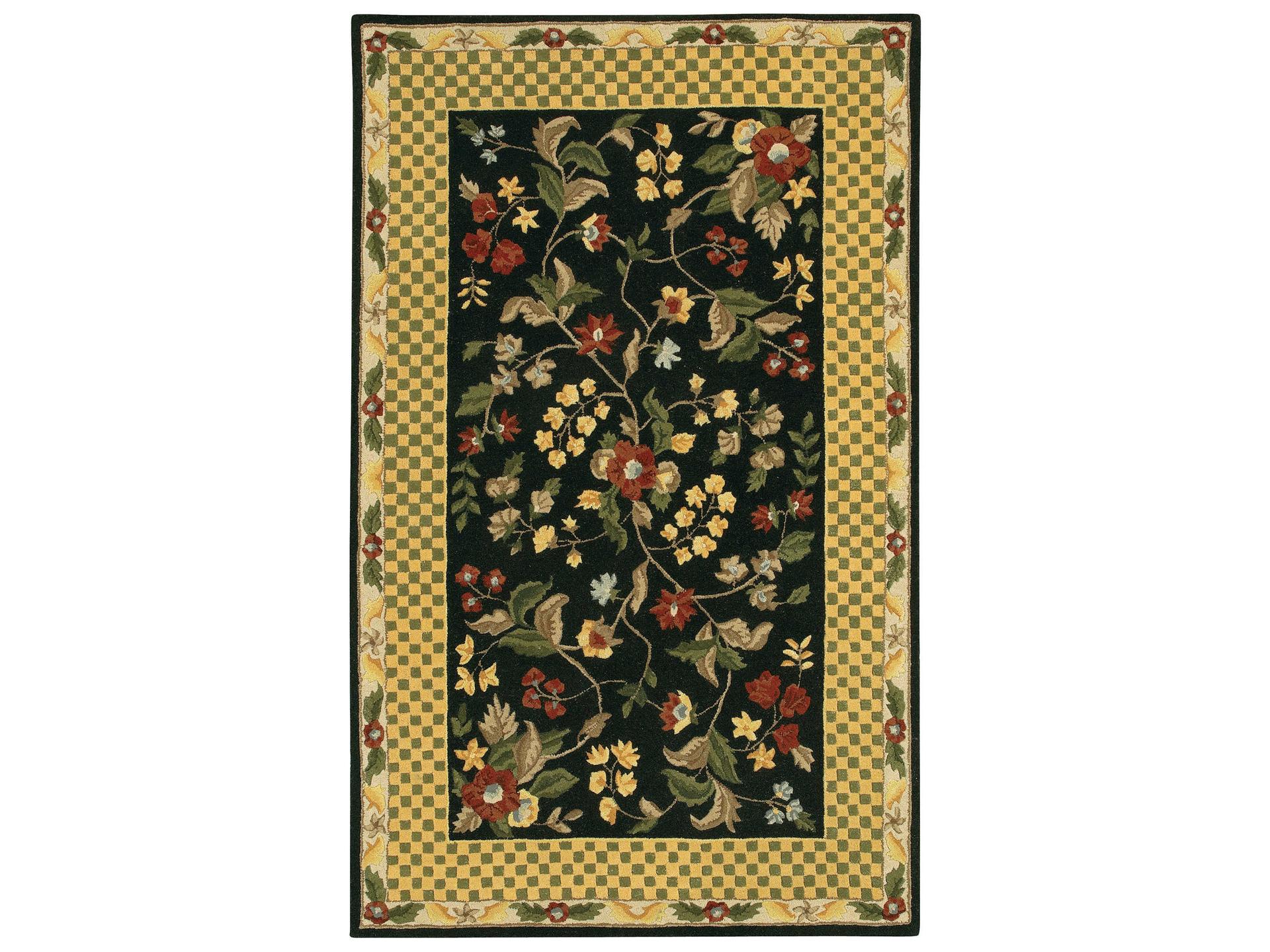 Metro Hand-Tufted Wool Area Rug in Black Gold Green Brown