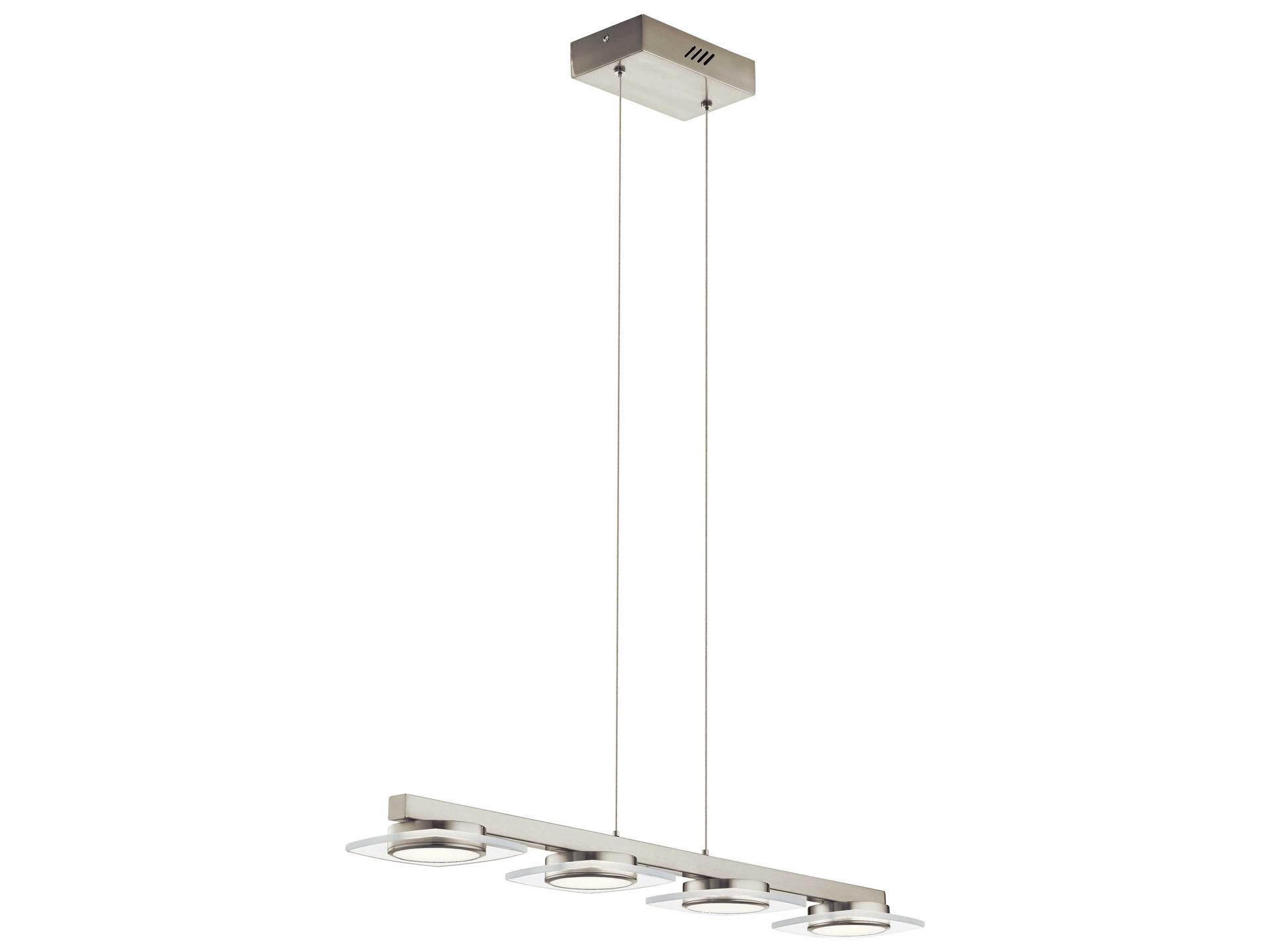 Azenda 4-Light Brushed Nickel Chrome Glass LED Linear Island Pendant