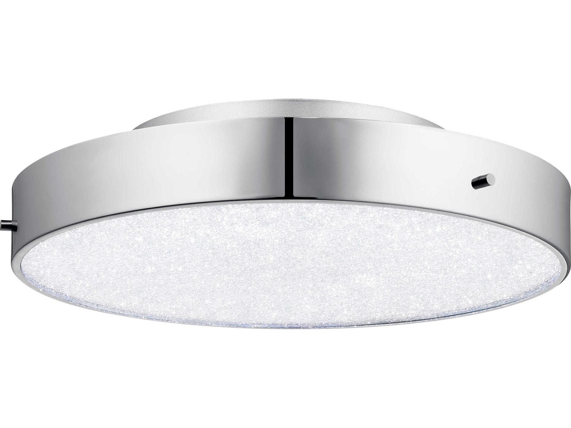 Crystal Moon 1-Light Chrome Glass Round Flush Mount