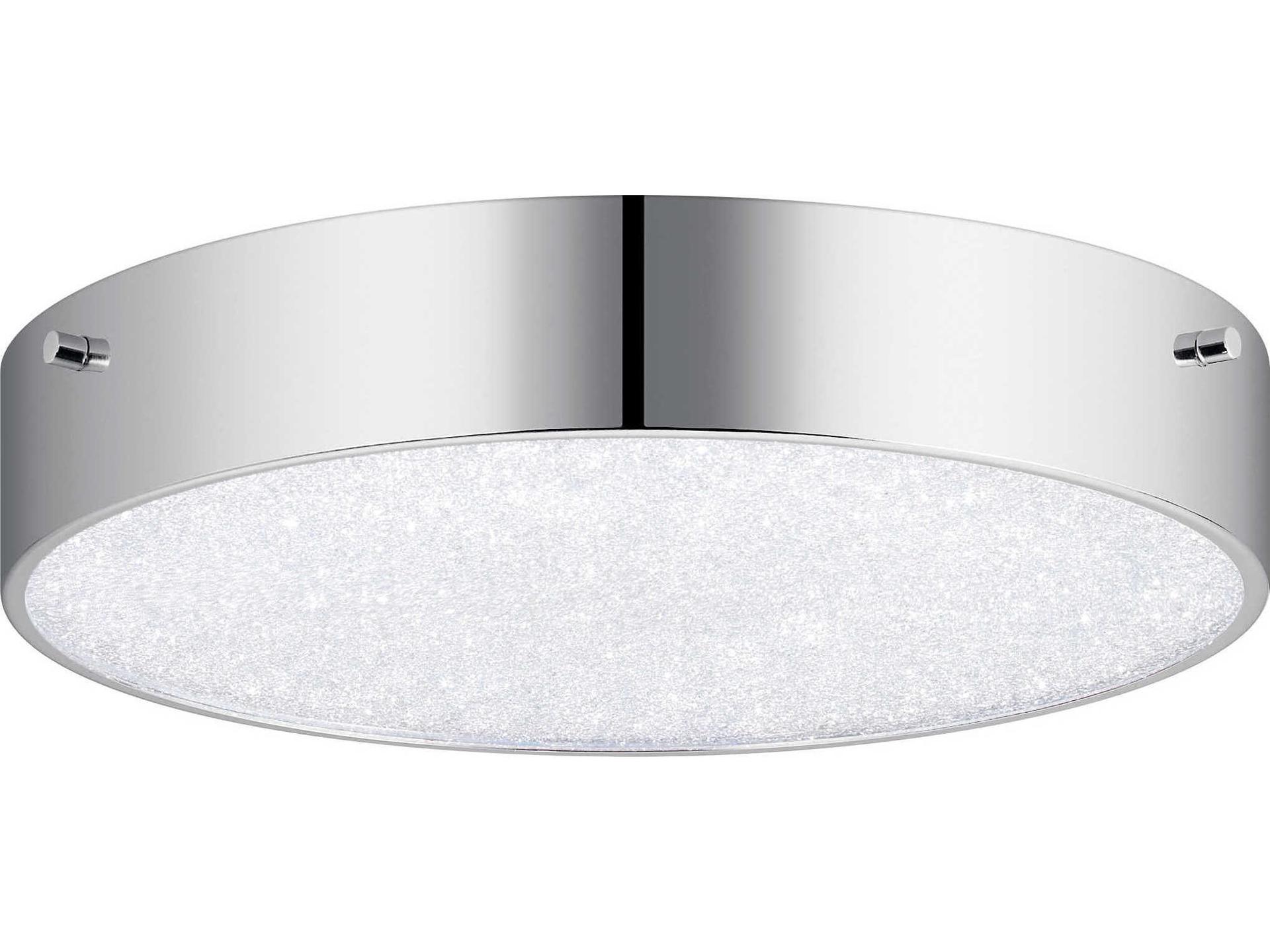 Crystal Moon 1-Light Chrome Glass Round Flush Mount