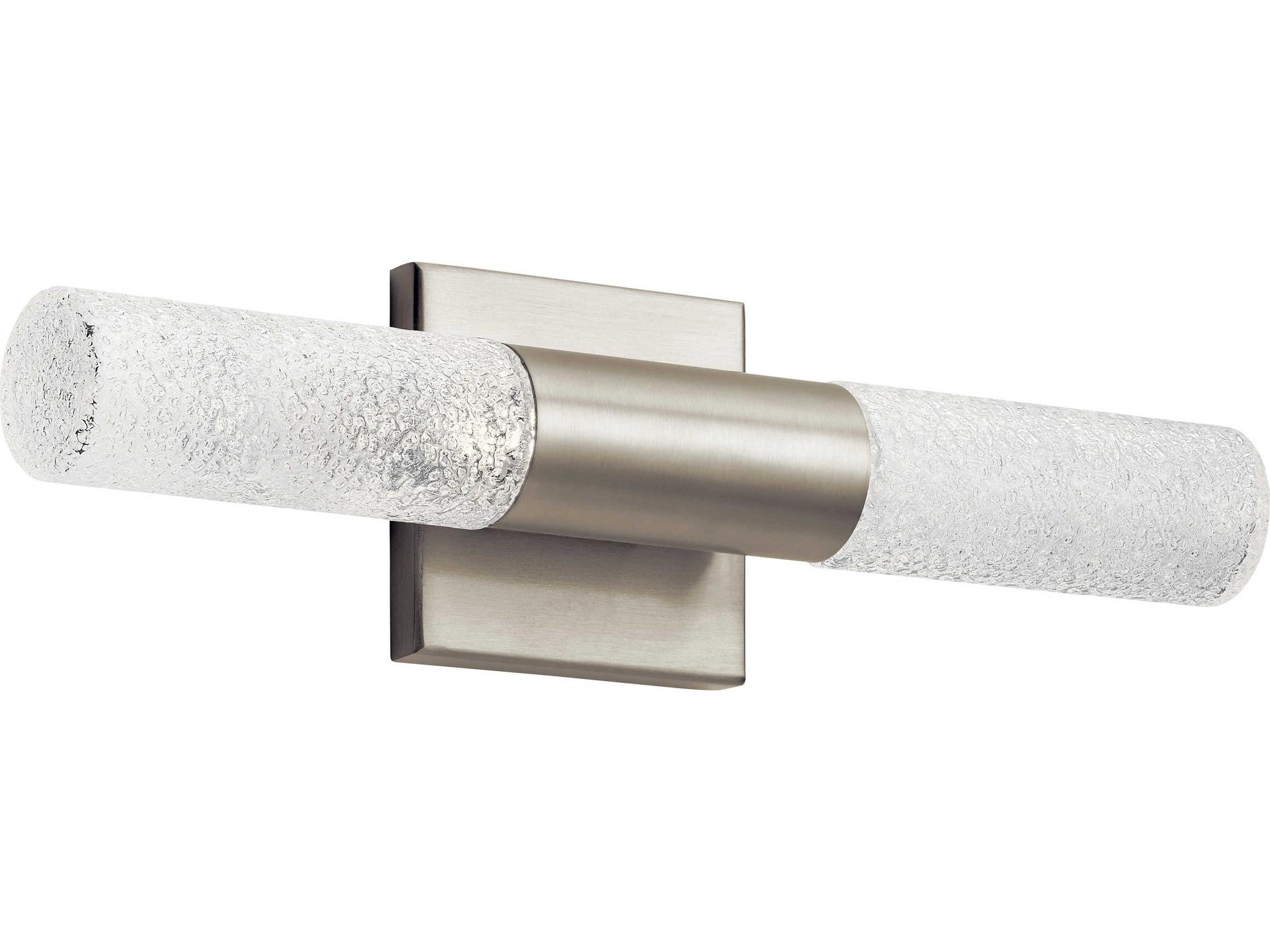 Glacial 2-Light Brushed Nickel Glass LED Vanity Light