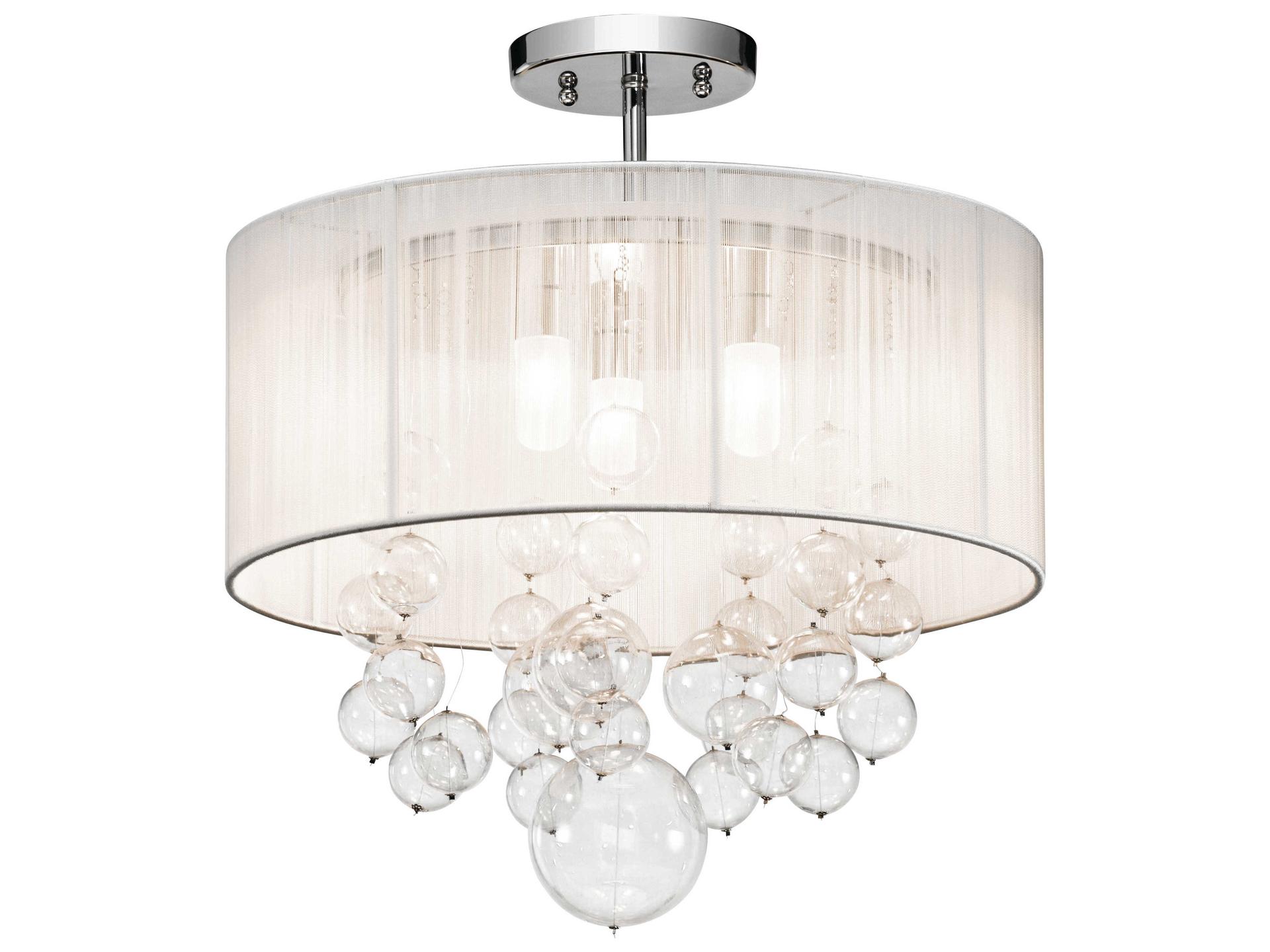 Imbuia 3-Light Chrome Glass Globe Semi Flush Mount