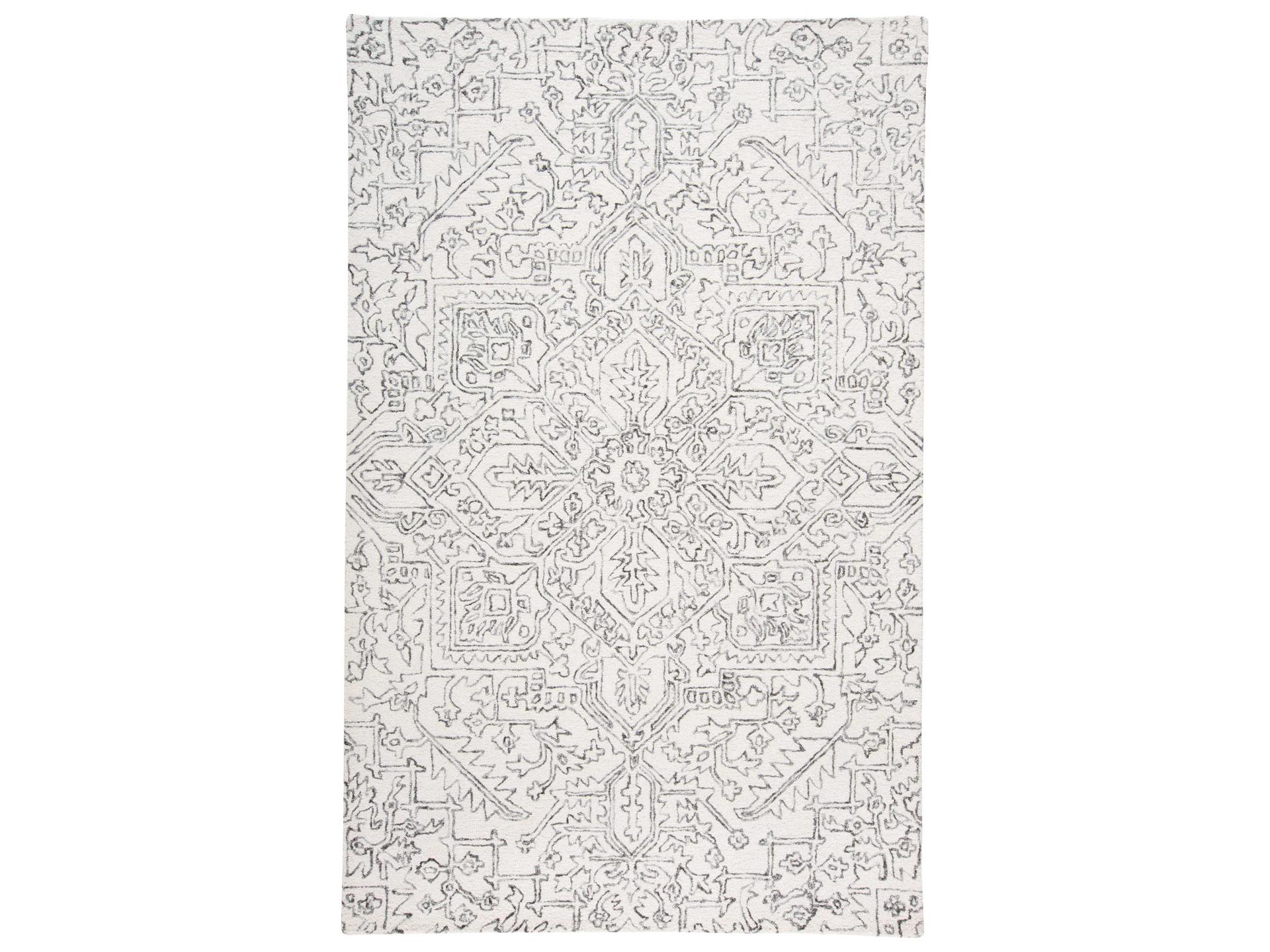 Feizy Belfort Hand-Tufted Wool Area Rug in Ivory and Charcoal
